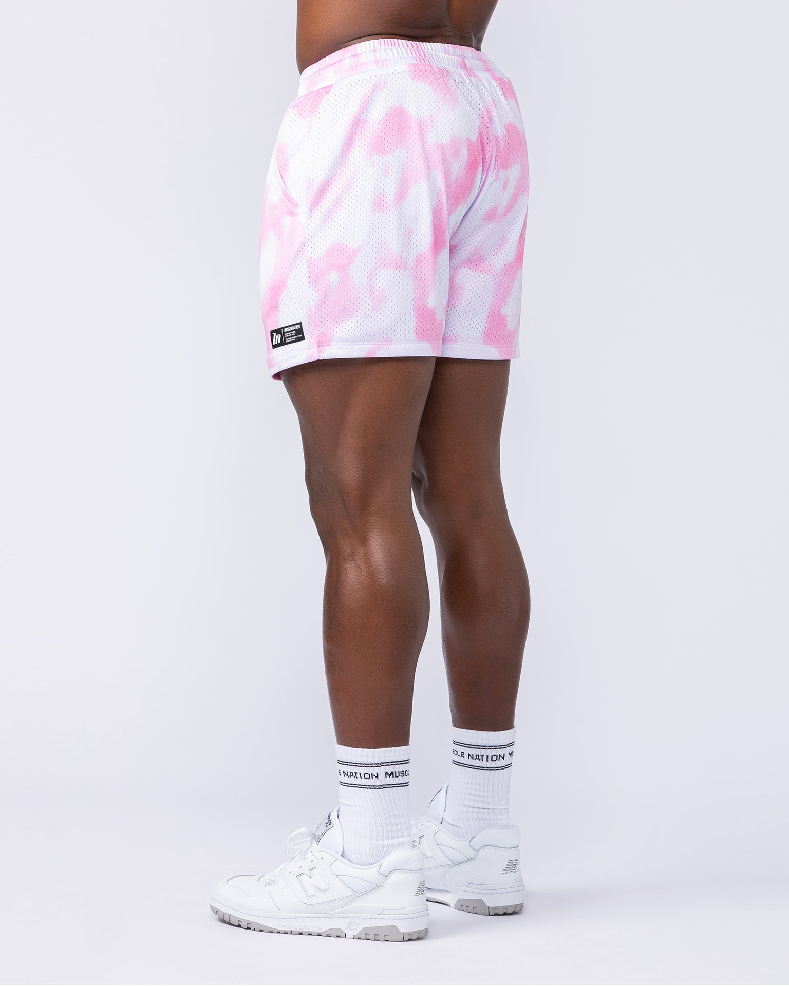 Lay Up 3.5" Shorts - Pink Skies Print-Shorts-S-112462PNKSKIPT-S-MNAPPRL35410-4-Muscle Nation