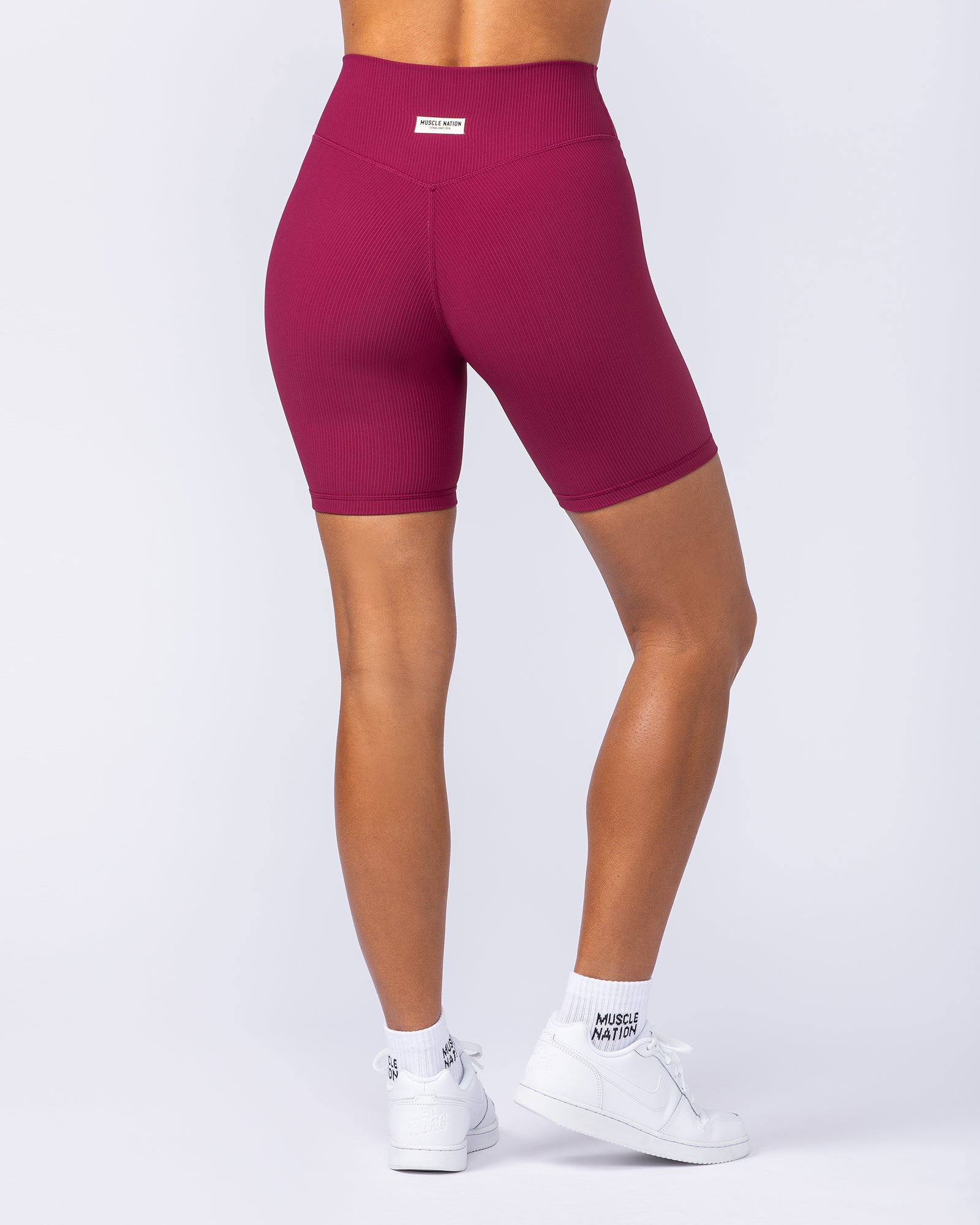 Zero Rise Rib Bike Shorts - Rose Bud-Shorts-XXS-112491ROSBUD-XXS-MNAPPRL34000-5-Muscle Nation