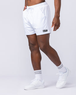 Lay Up 3.5" Shorts - White-Shorts-S-112342WHT-S-MNAPPRL29670-1-Muscle Nation