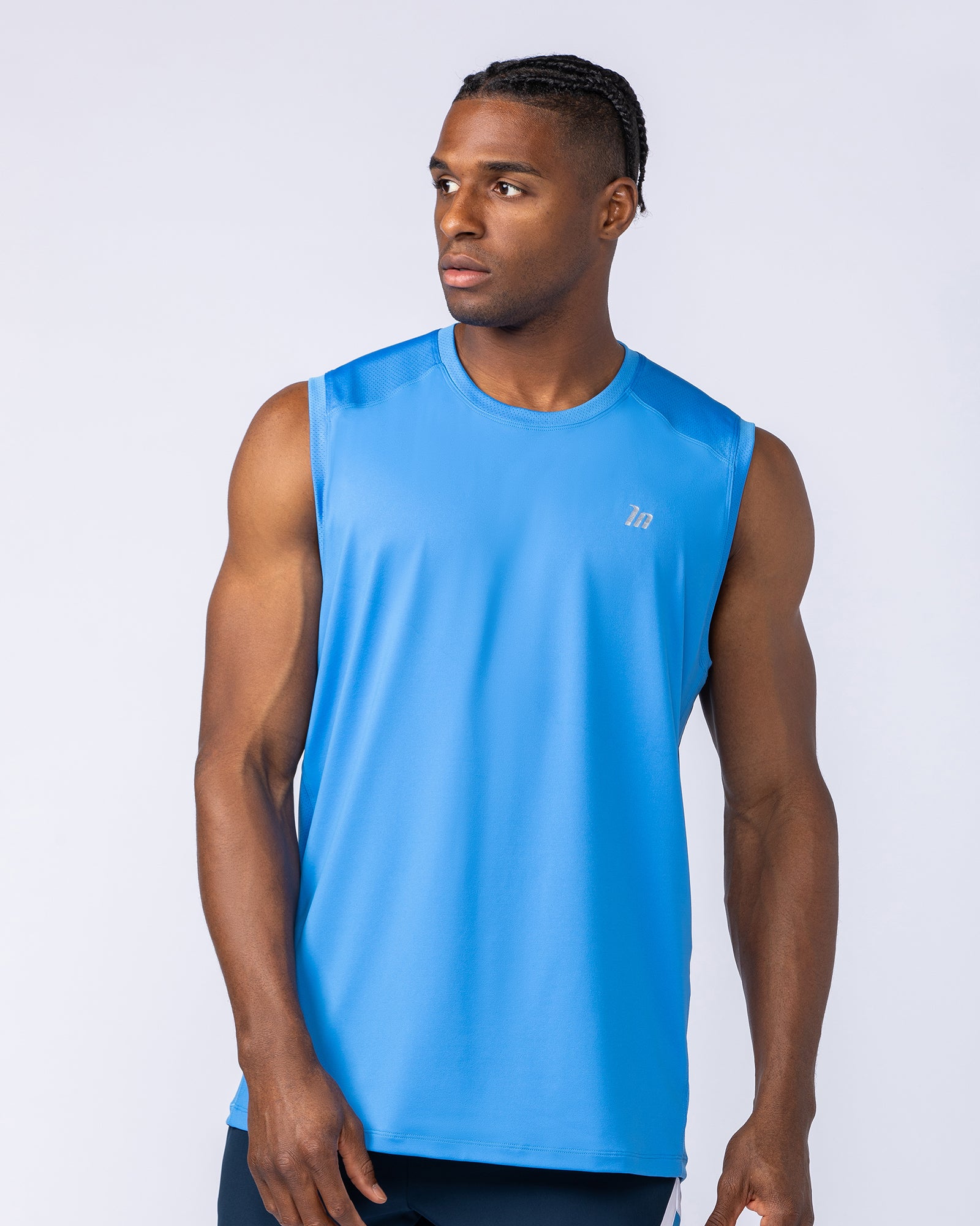 Ventilation Tank - Azure Blue-Singlets & Tanks-S-1124128AZRBLU-S-MNAPPRL35045-2-Muscle Nation