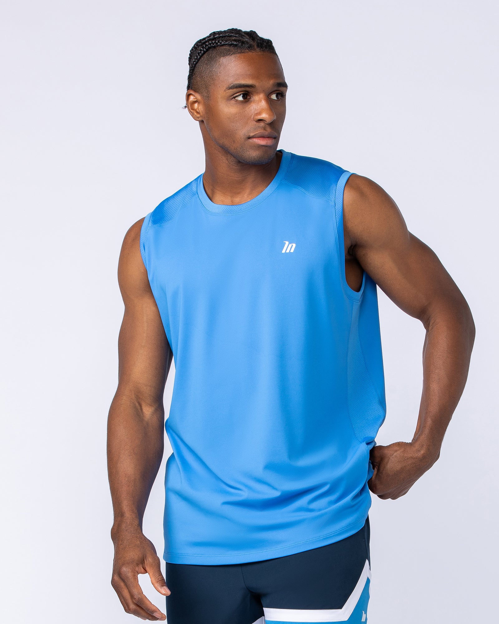 Ventilation Tank - Azure Blue-Singlets & Tanks-S-1124128AZRBLU-S-MNAPPRL35045-3-Muscle Nation