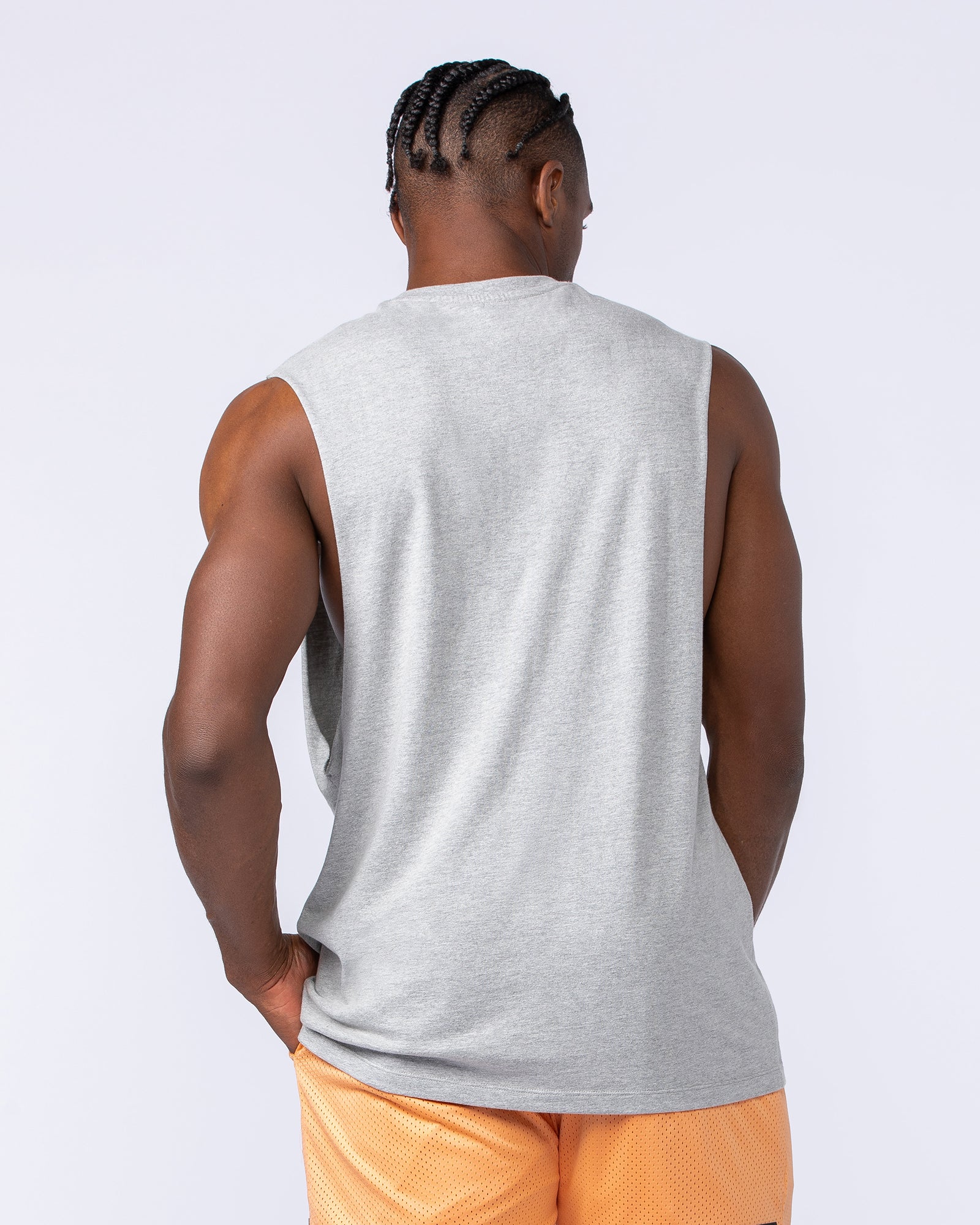 Drop Arm Tank - Grey Marl-Singlets & Tanks-S-112481GRYMRL-S-MNAPPRL34926-3-Muscle Nation