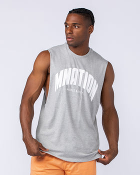 Drop Arm Tank - Grey Marl-Singlets & Tanks-S-112481GRYMRL-S-MNAPPRL34926-1-Muscle Nation