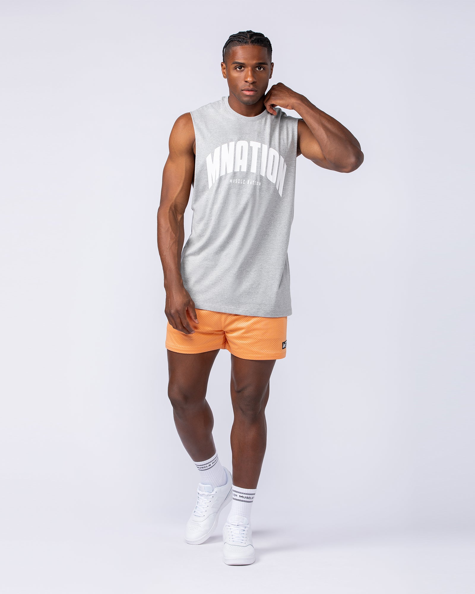 Drop Arm Tank - Grey Marl-Singlets & Tanks-S-112481GRYMRL-S-MNAPPRL34926-5-Muscle Nation