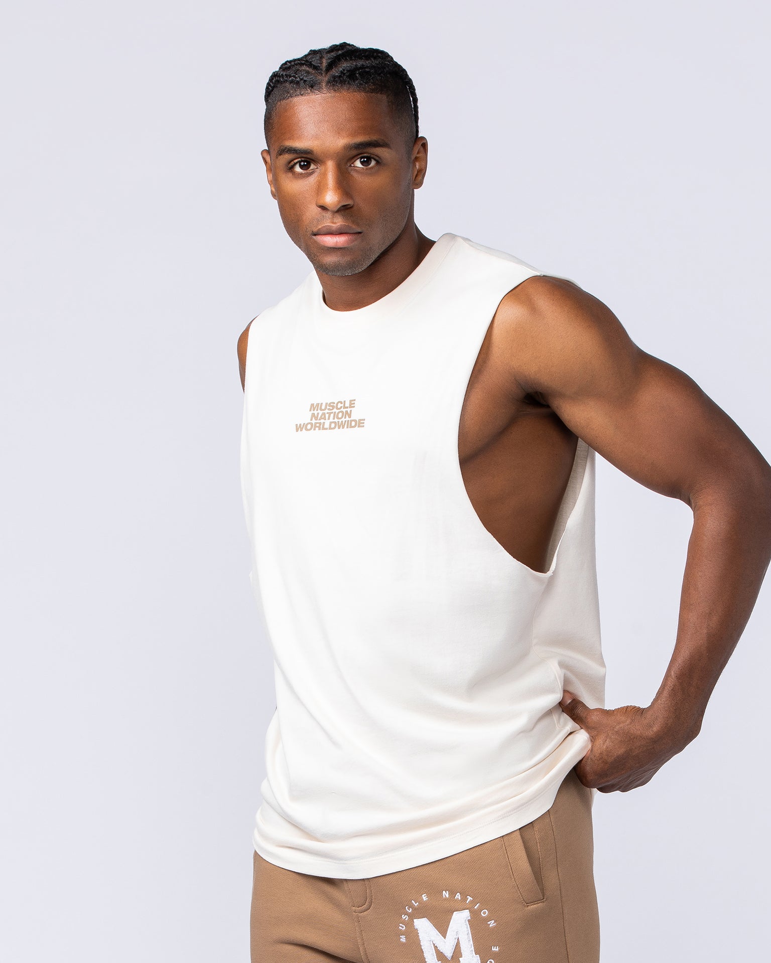 Global Training Tank - Travertine-Singlets & Tanks-S-112432TRAV-S-MNAPPRL34905-3-Muscle Nation