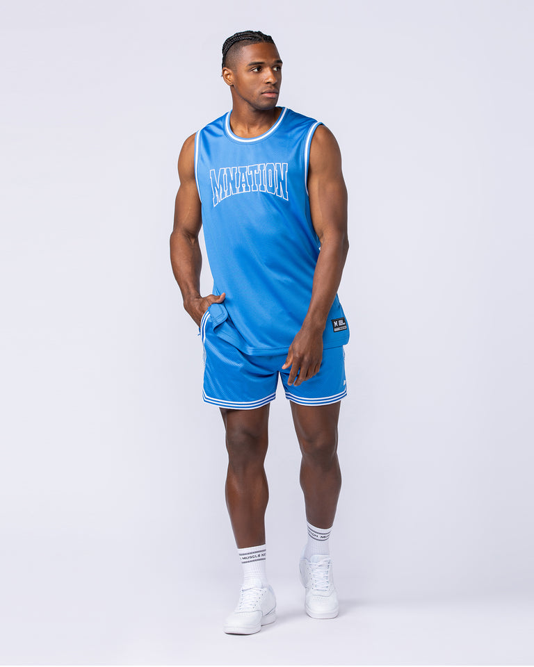 Basketball Jersey - Azure Blue-Singlets & Tanks-S-1124120AZRBLU-S-MNAPPRL34996-6-Muscle Nation