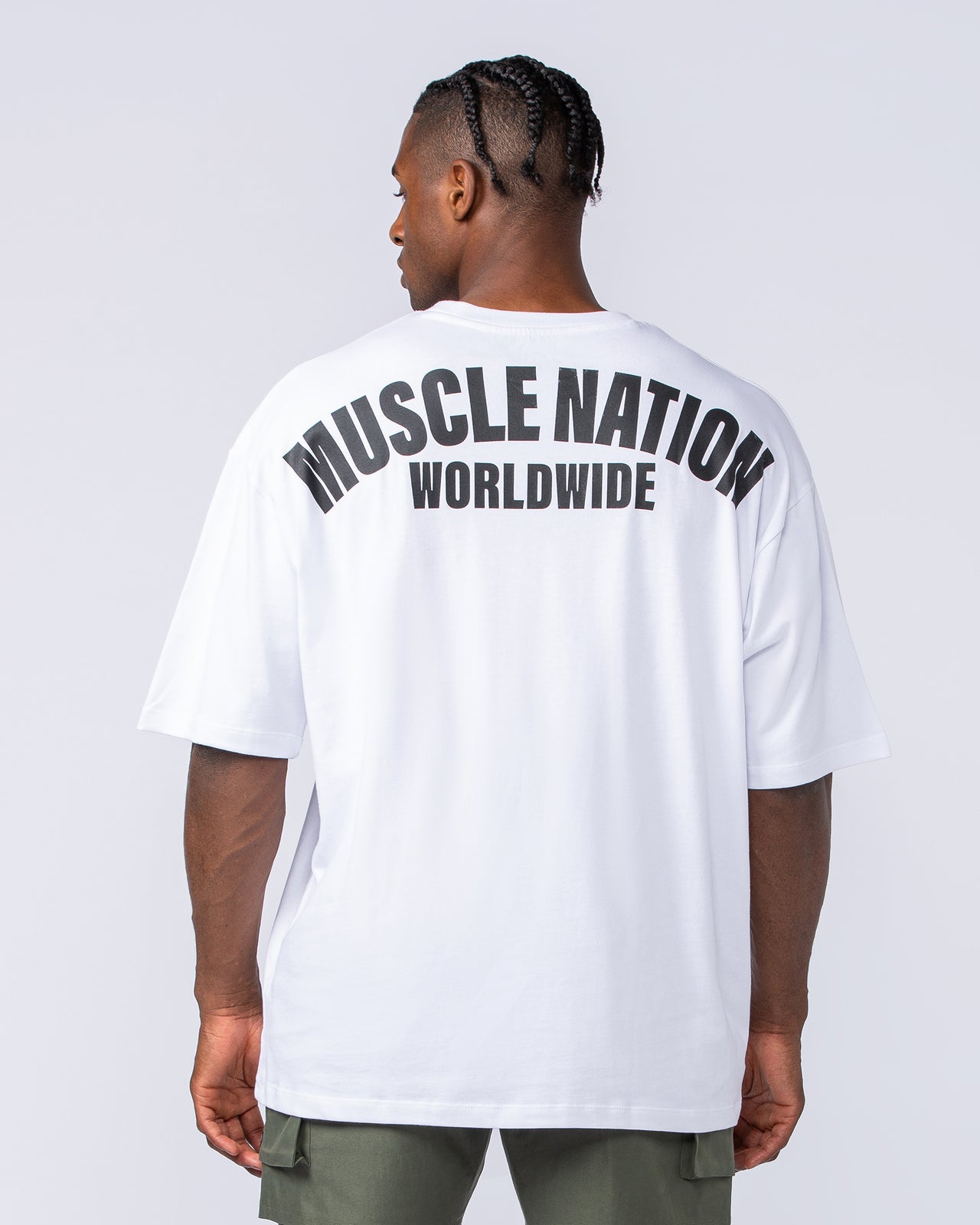 Classic Oversized Tee White - Muscle Nation men's gym tee, view 5