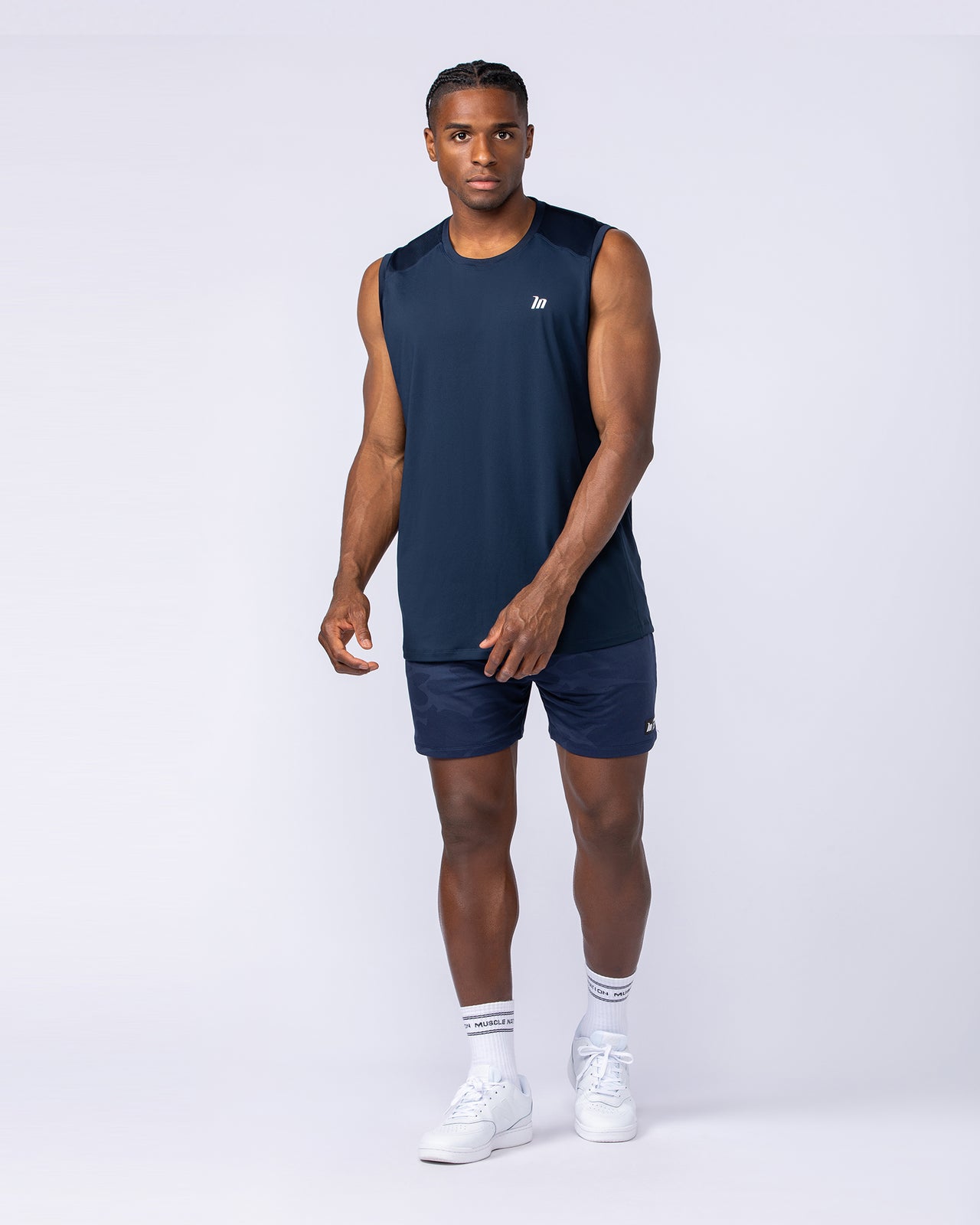 Tech Camo Lay Up 5" Shorts Navy Camo - Muscle Nation men's gym shorts, view 6