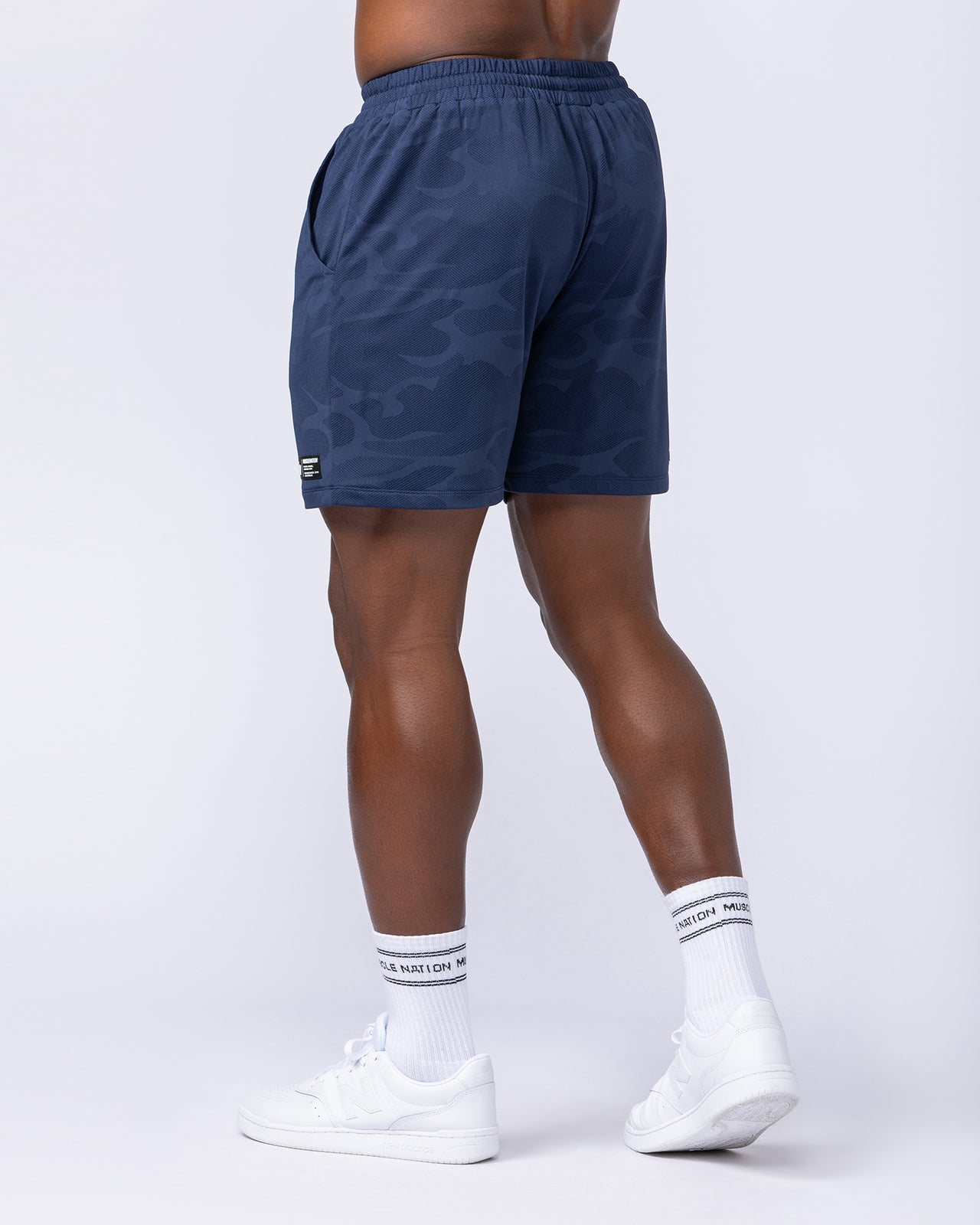 Tech Camo Lay Up 5" Shorts Navy Camo - Muscle Nation men's gym shorts, view 4