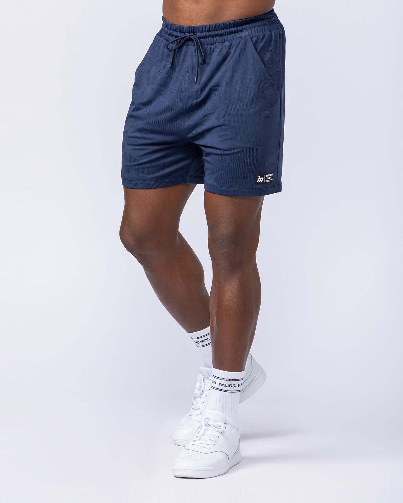 Tech Camo Lay Up 5" Shorts Navy Camo - Muscle Nation men's gym shorts, view 3