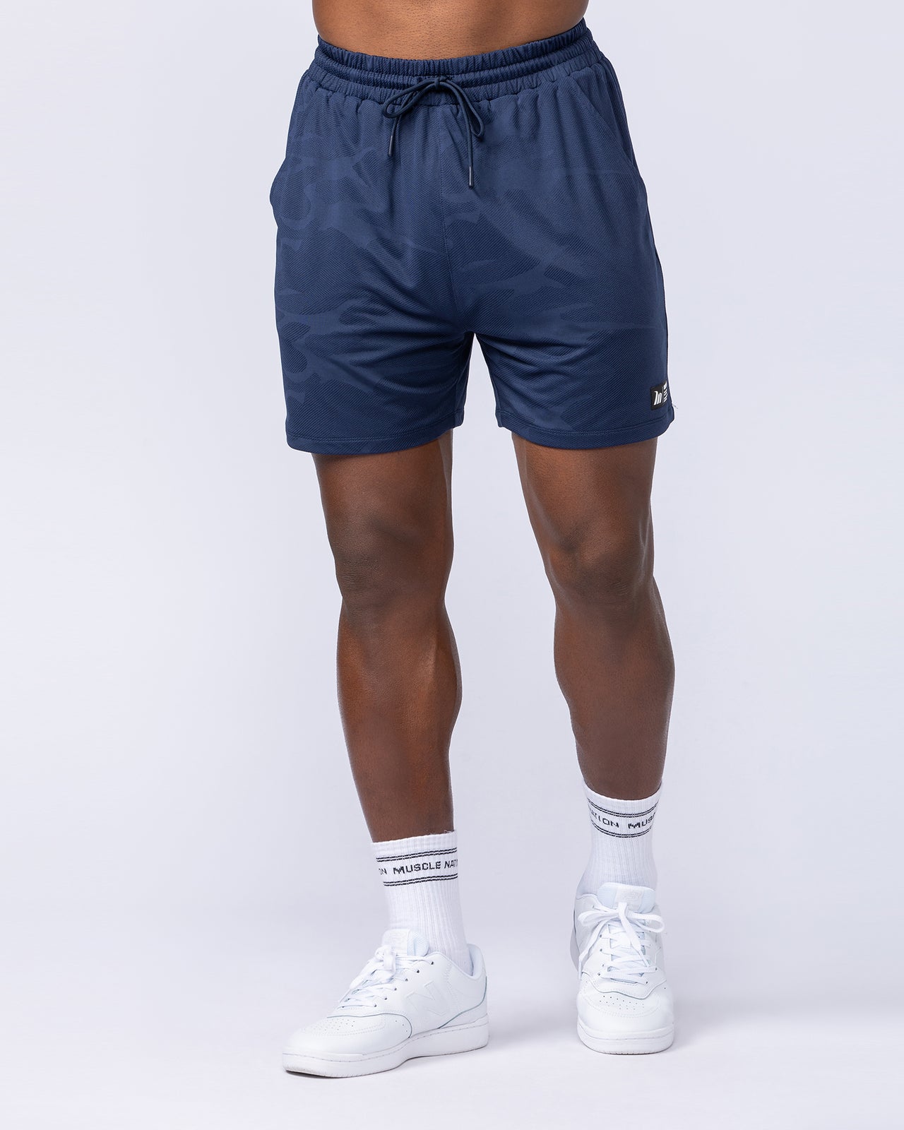 Tech Camo Lay Up 5" Shorts Navy Camo - Muscle Nation men's gym shorts, view 2