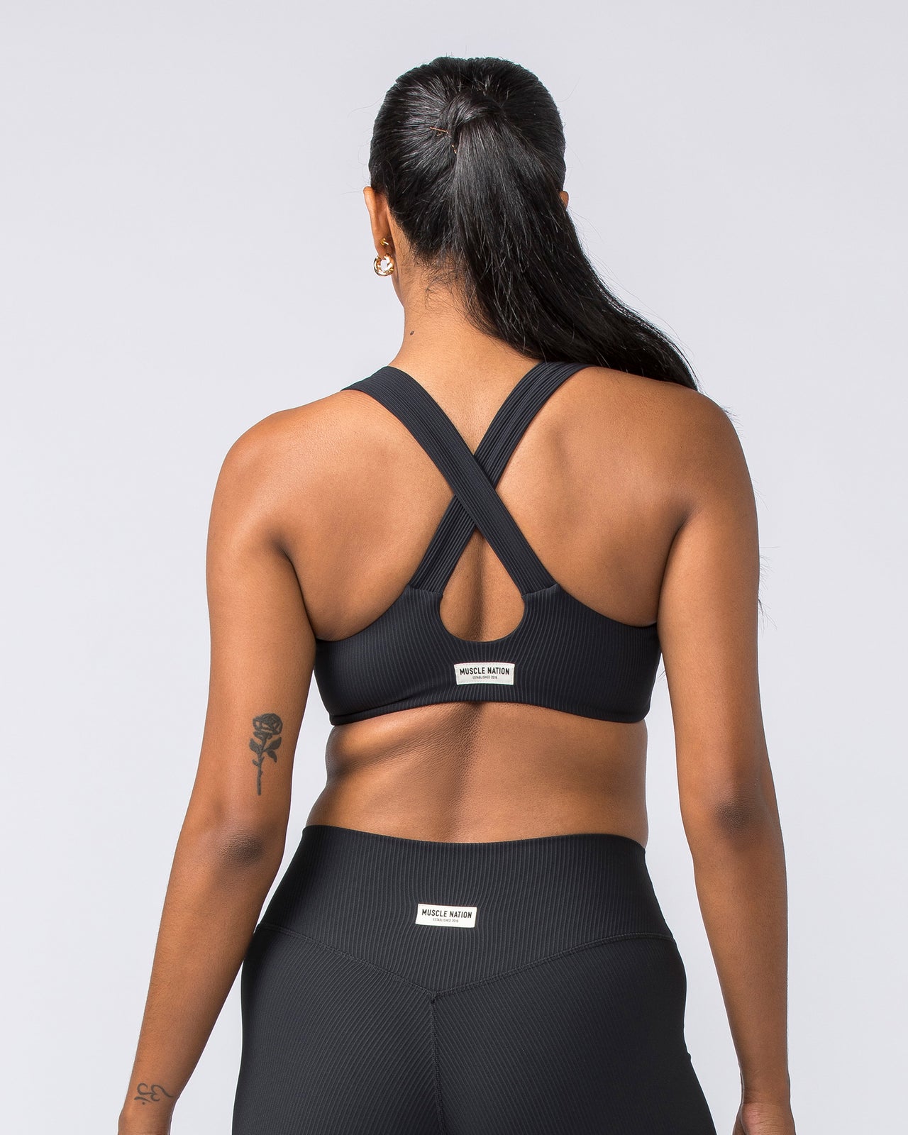 Lush Rib Bralette Black - Muscle Nation women's bralette, view 5
