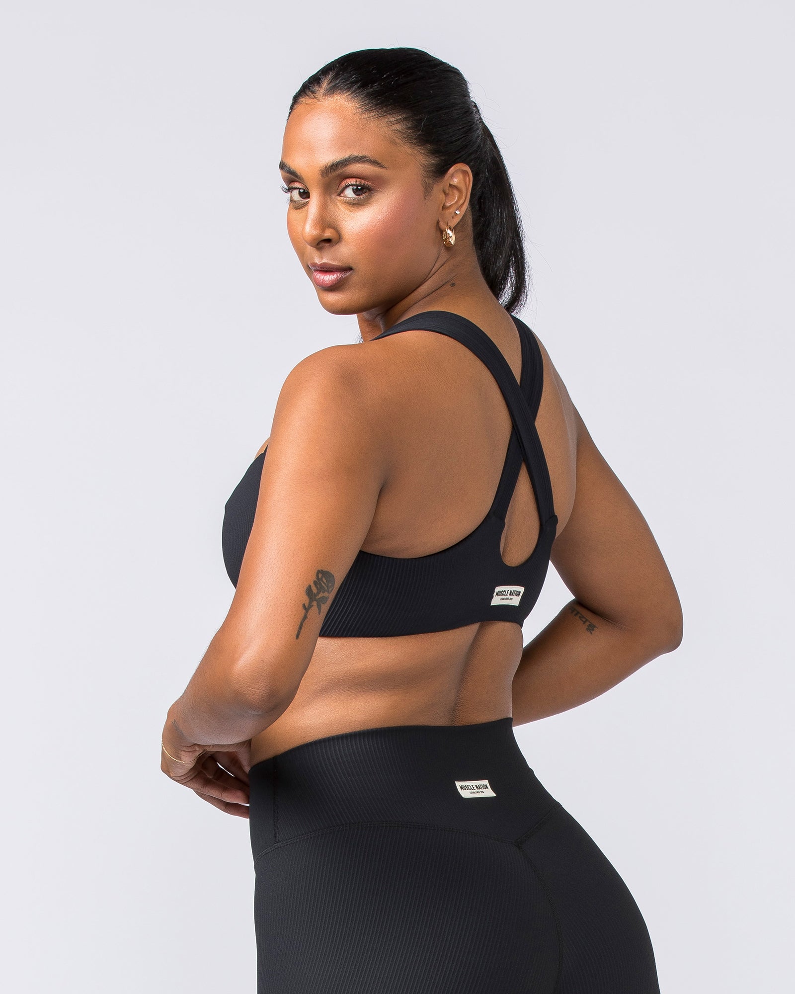 Lush Rib Bralette - Black-Bralettes-XS-112374BLK-XS-MNAPPRL27783-4-Muscle Nation