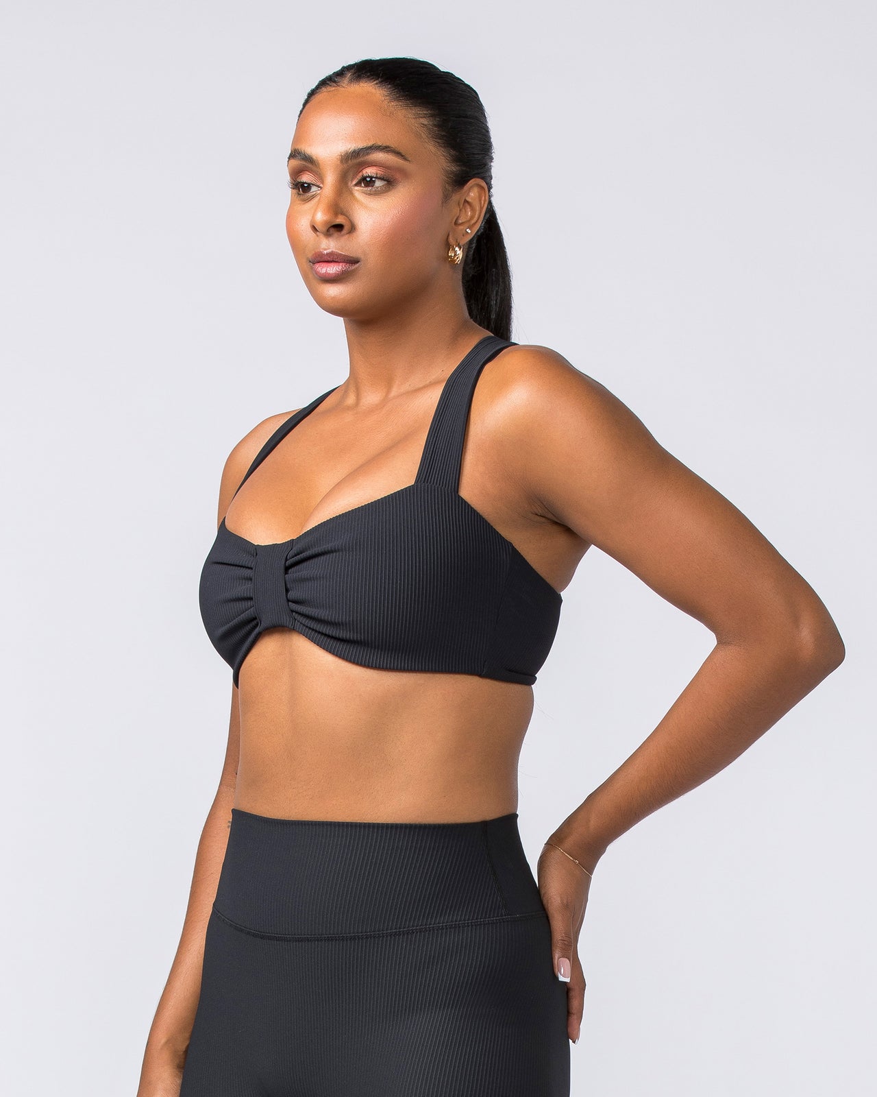 Lush Rib Bralette Black - Muscle Nation women's bralette, view 3