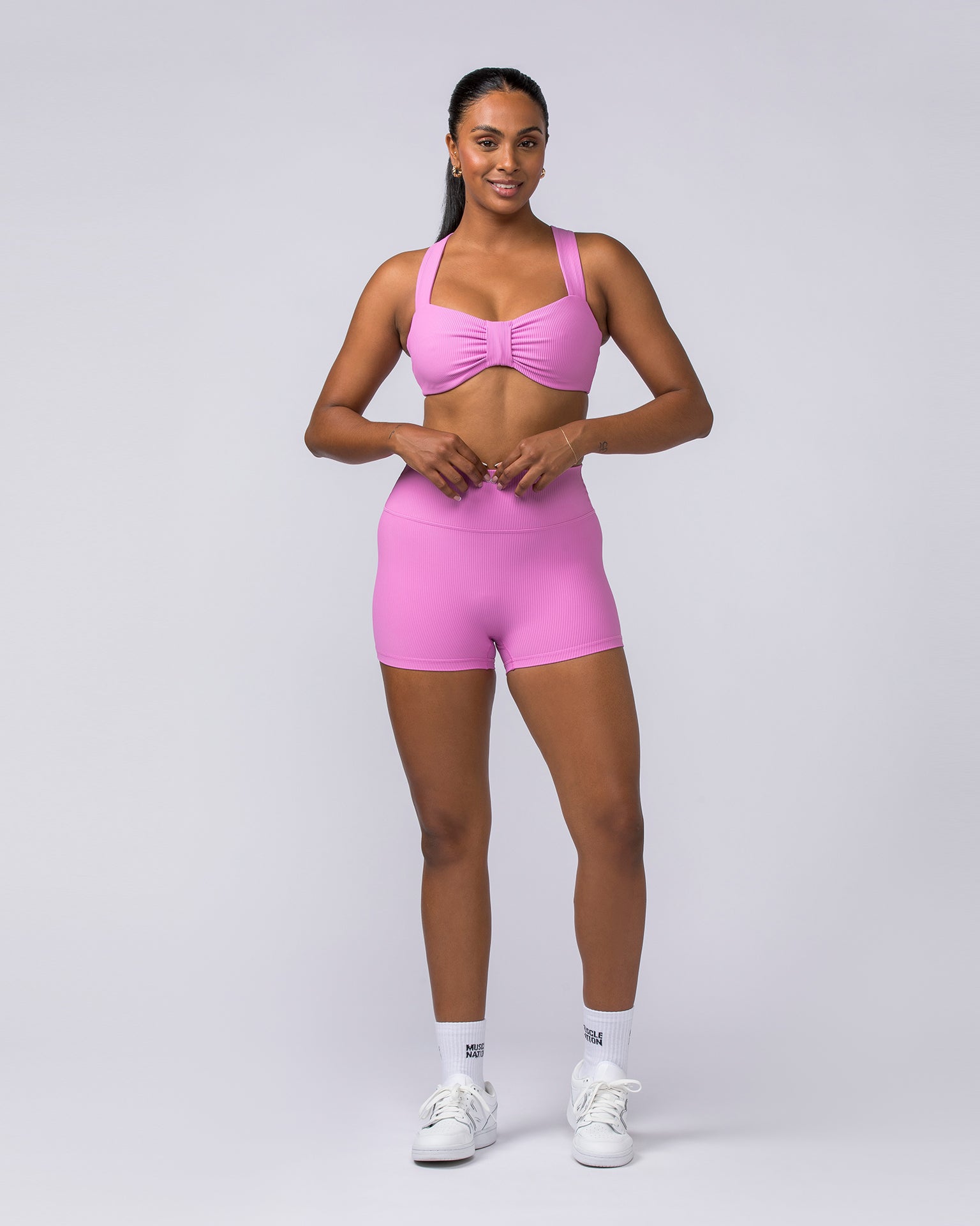 Lush Rib Bralette - Fondant Pink-Bralettes-XS-112374FONPNK-XS-MNAPPRL27807-5-Muscle Nation