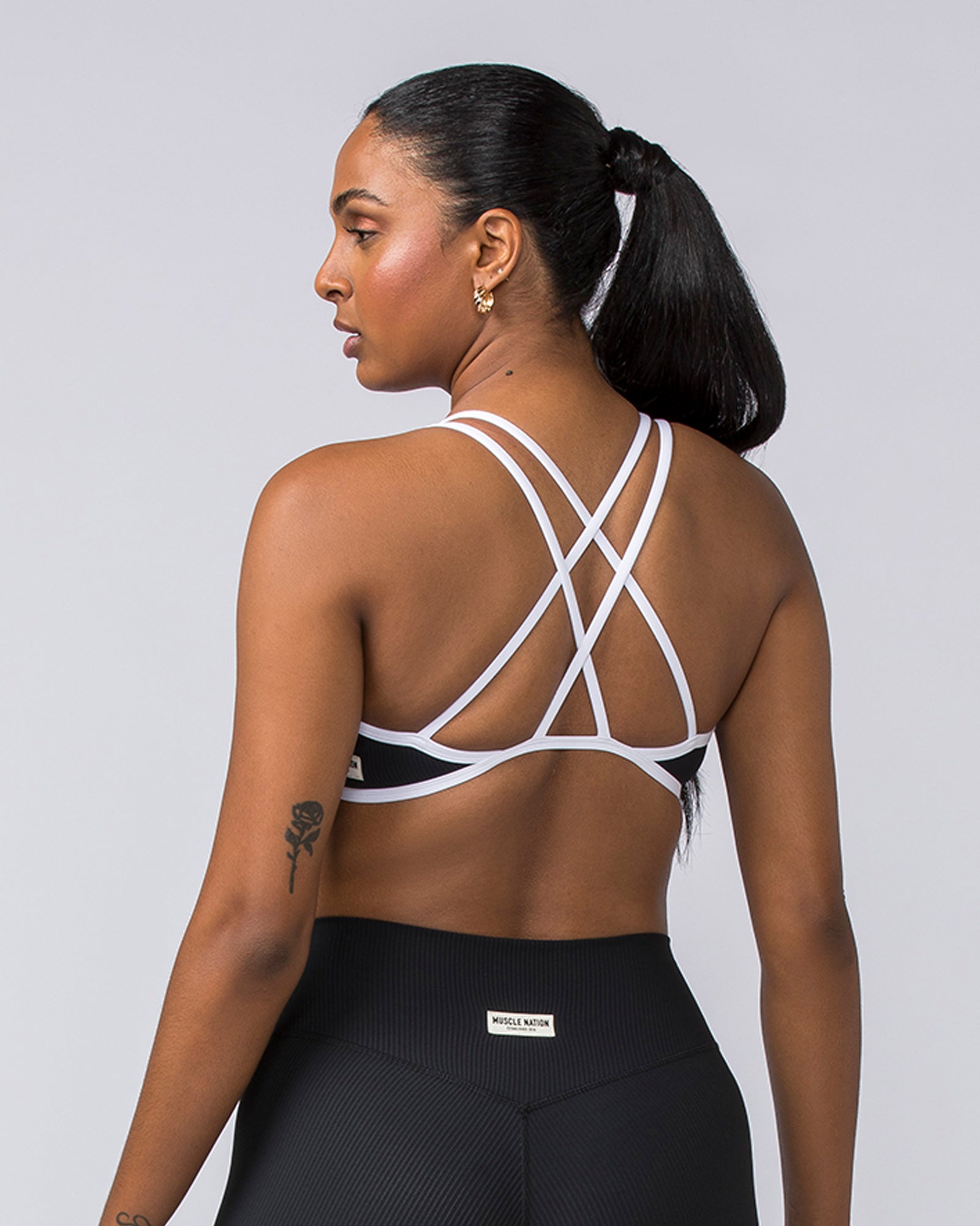 Curves Rib Bralette - Black / White-Bralettes-XS-112373BLK-XS-MNAPPRL27727-5-Muscle Nation