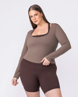 Base Long Sleeve Top Taupe - Muscle Nation women's top