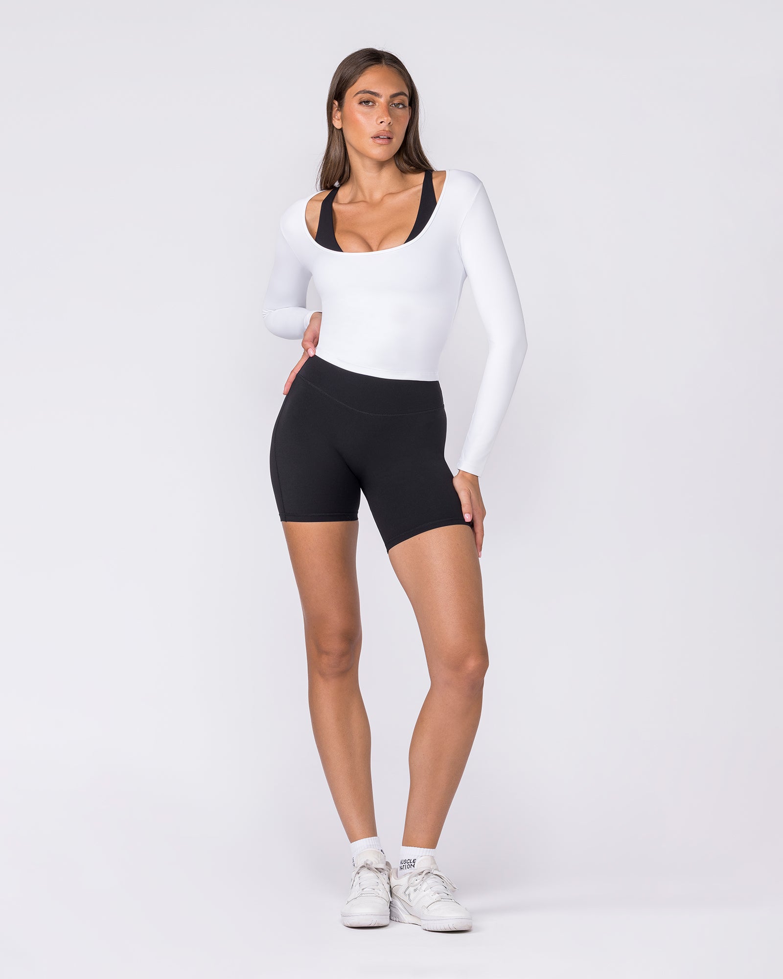 Base Long Sleeve Top - White-Tops-XXS-032609WHT-XXS-MNAPPRL49174-6-Muscle Nation
