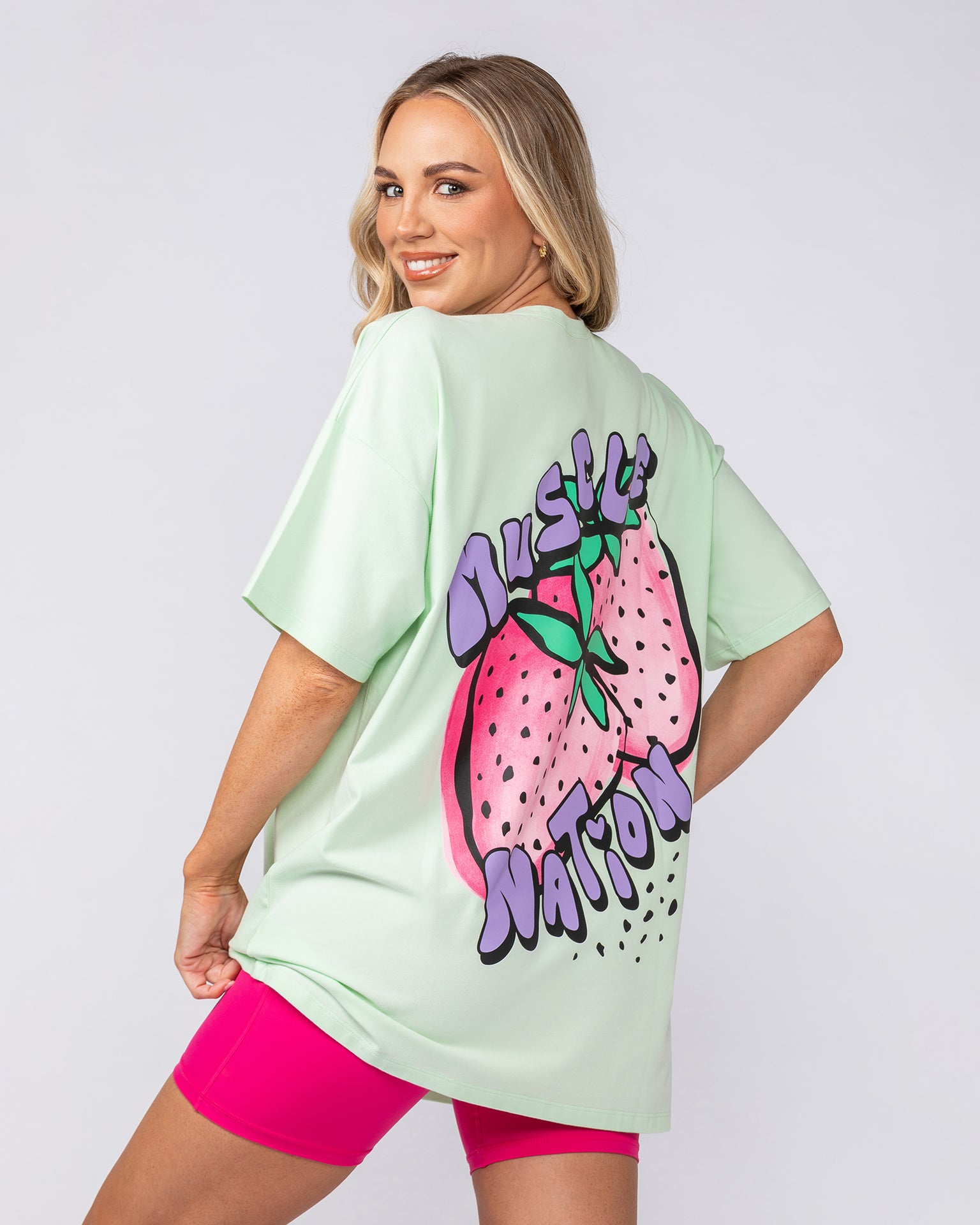 Berry Good Oversized Tee - Lime Cream-T-Shirts-XXS-082509LMCRM-XXS-MNAPPRL43687-2-Muscle Nation