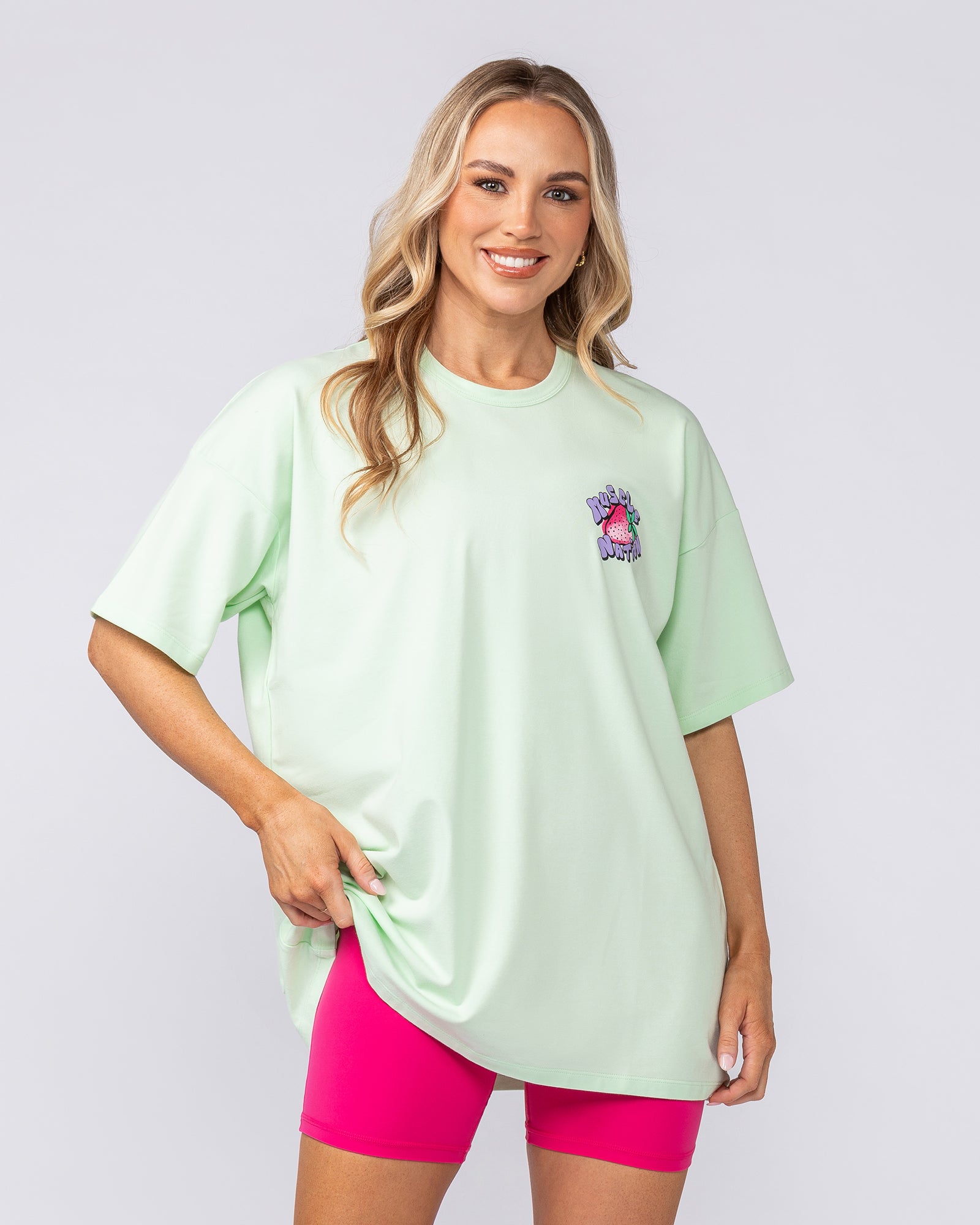 Berry Good Oversized Tee - Lime Cream-T-Shirts-XXS-082509LMCRM-XXS-MNAPPRL43687-3-Muscle Nation