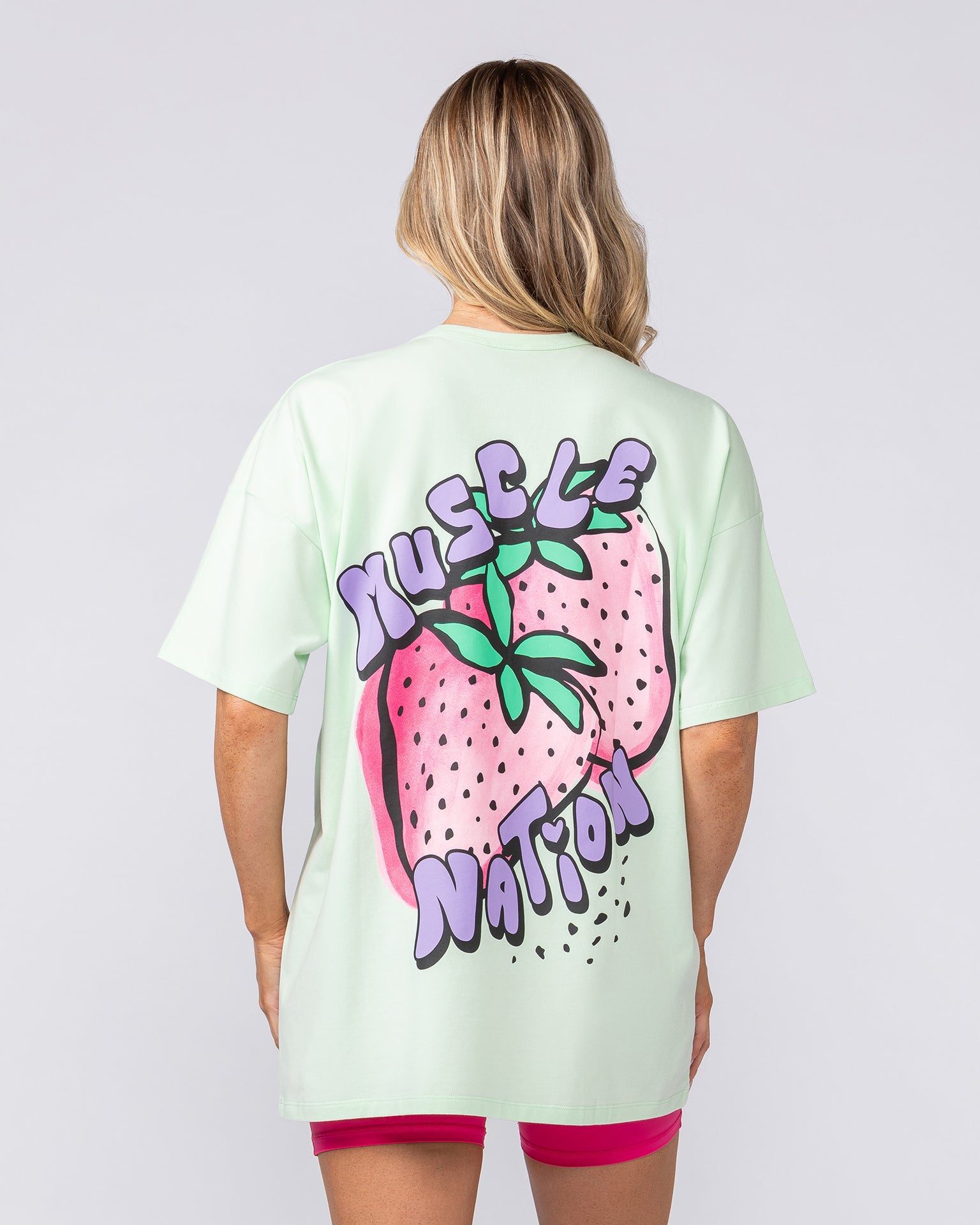 Berry Good Oversized Tee - Lime Cream-T-Shirts-XXS-082509LMCRM-XXS-MNAPPRL43687-5-Muscle Nation