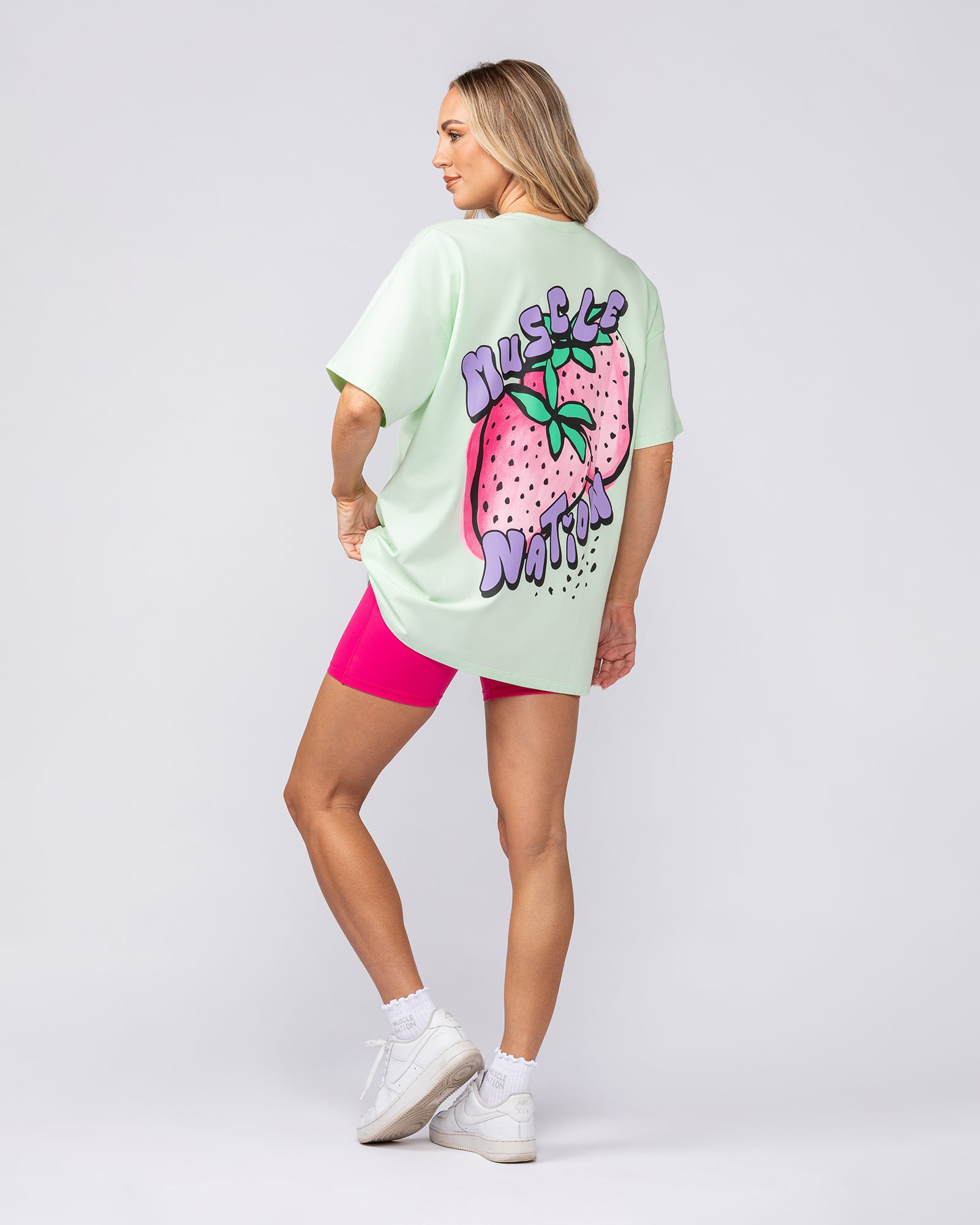 Berry Good Oversized Tee - Lime Cream-T-Shirts-XXS-082509LMCRM-XXS-MNAPPRL43687-6-Muscle Nation