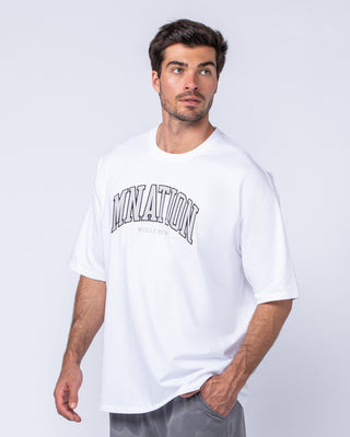 MN Varsity Oversized Tee - White-T-Shirts-XS-1124213WHT-XS-MNAPPRL40835-2-Muscle Nation