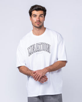 MN Varsity Oversized Tee - White-T-Shirts-XS-1124213WHT-XS-MNAPPRL40835-1-Muscle Nation