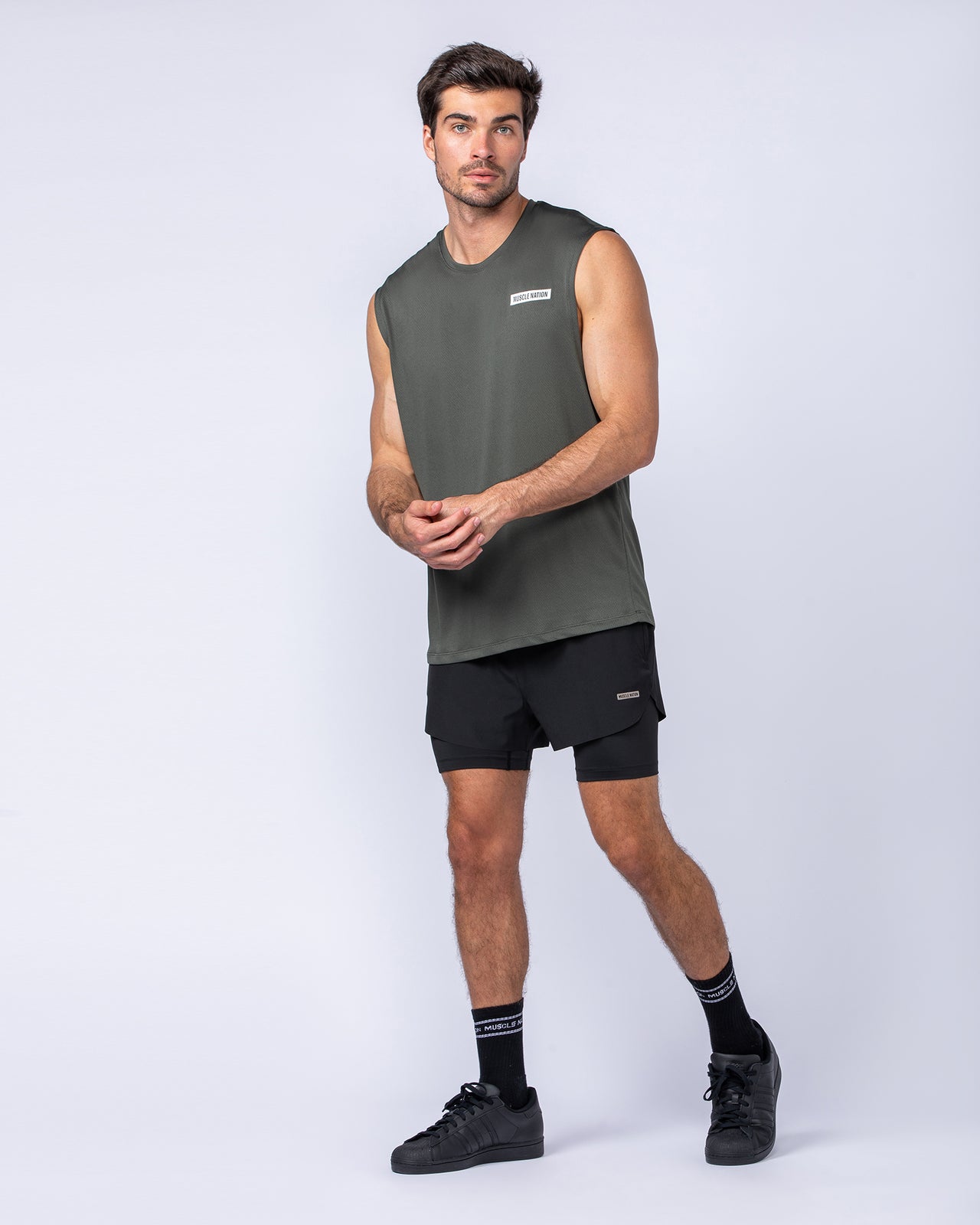 Relaxed Active Tank - Dark Khaki-Singlets & Tanks-S-112476DKHAKI-S-MNAPPRL34989-5-Muscle Nation