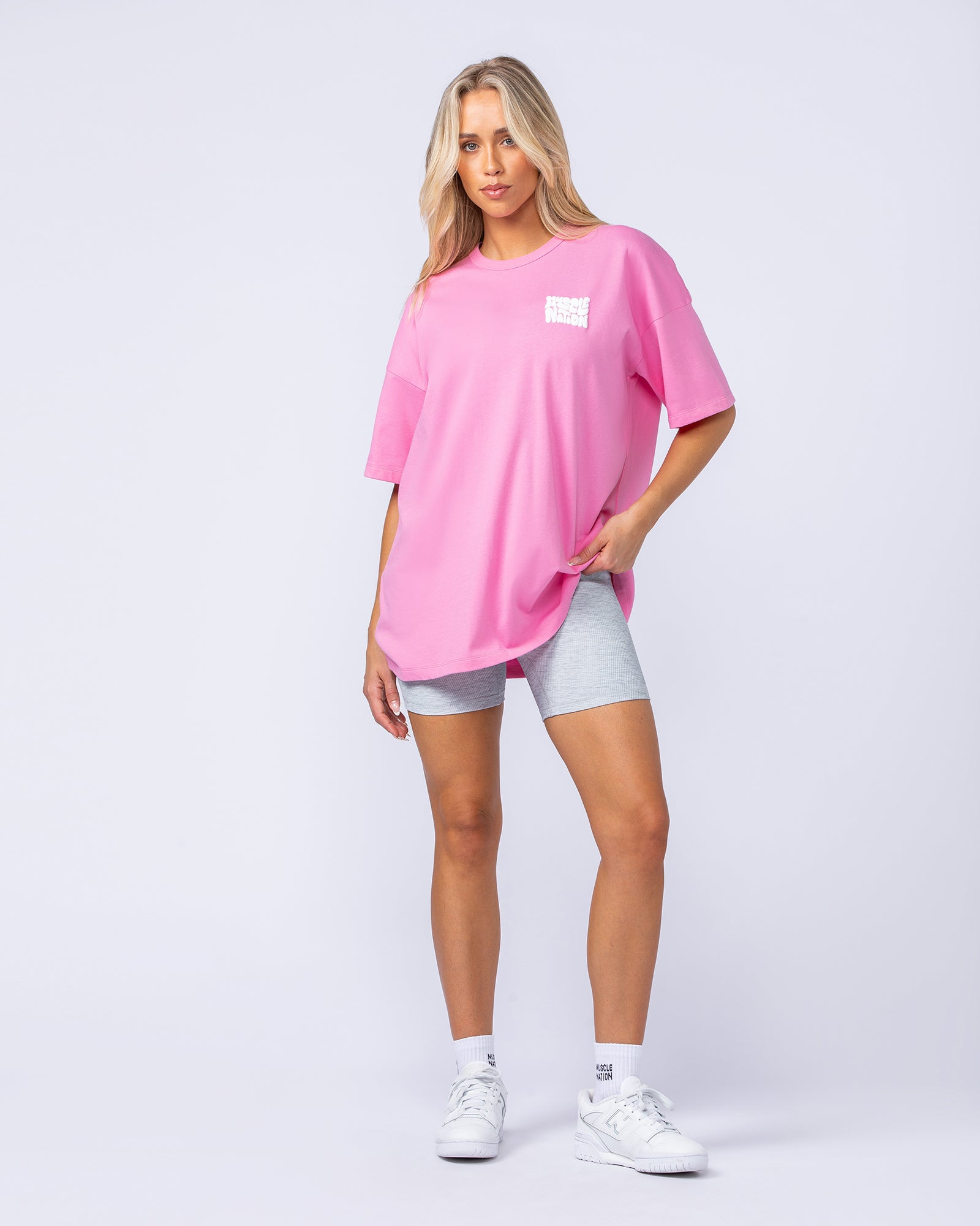 Womens Wave Oversized Tee - Hollywood Pink-T-Shirts-XXS-112409HWPNK-XXS-MNAPPRL34613-5-Muscle Nation