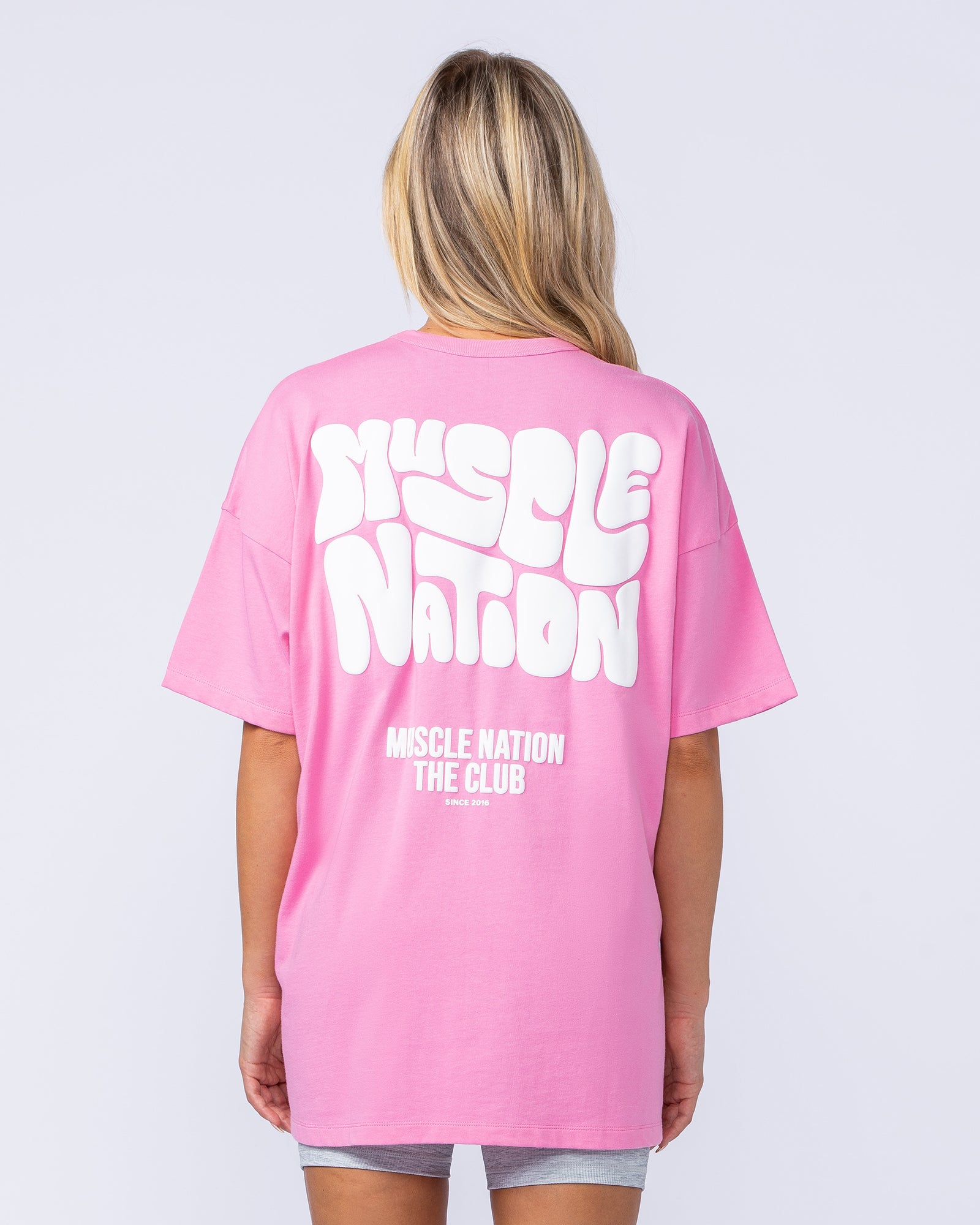 Womens Wave Oversized Tee - Hollywood Pink-T-Shirts-XXS-112409HWPNK-XXS-MNAPPRL34613-4-Muscle Nation