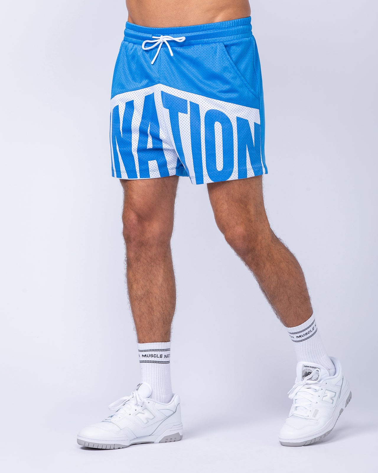 MNation Lay Up 3.5" Shorts Azure Blue - Muscle Nation men's gym shorts, view 5