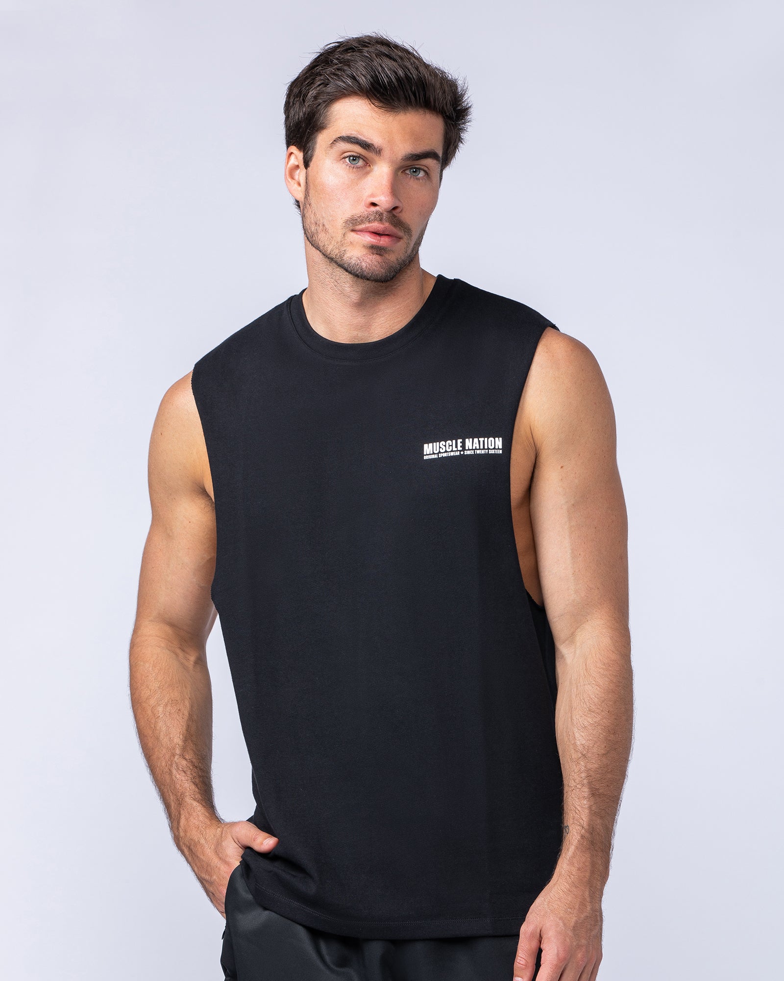 Arena Muscle Tank - Black-Singlets & Tanks-S-112470BLK-S-MNAPPRL34933-4-Muscle Nation