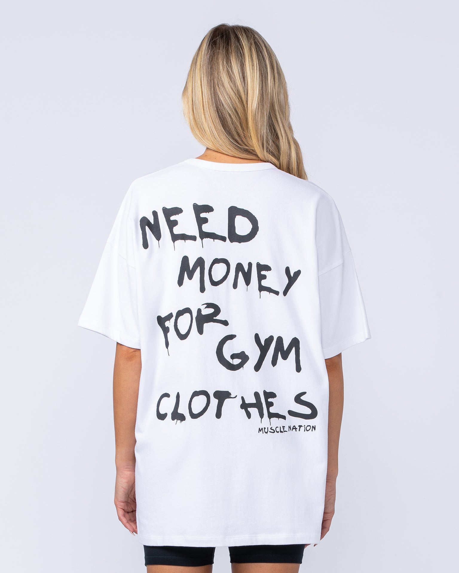 Need Money Oversized Tee - White-T-Shirts-XXS-1124114WHT-XXS-MNAPPRL34685-5-Muscle Nation