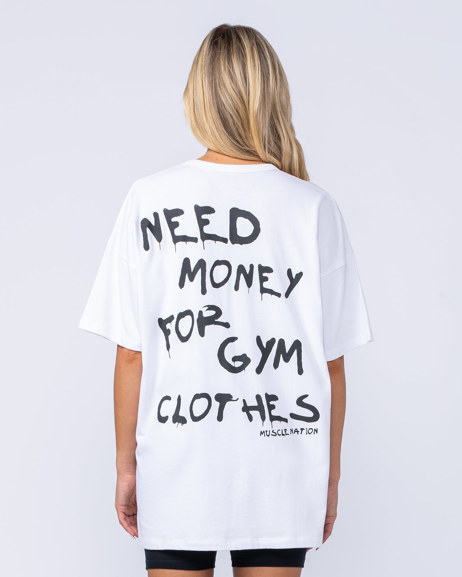 Need Money Oversized Tee - White-T-Shirts-XXS-1124114WHT-XXS-MNAPPRL34685-5-Muscle Nation