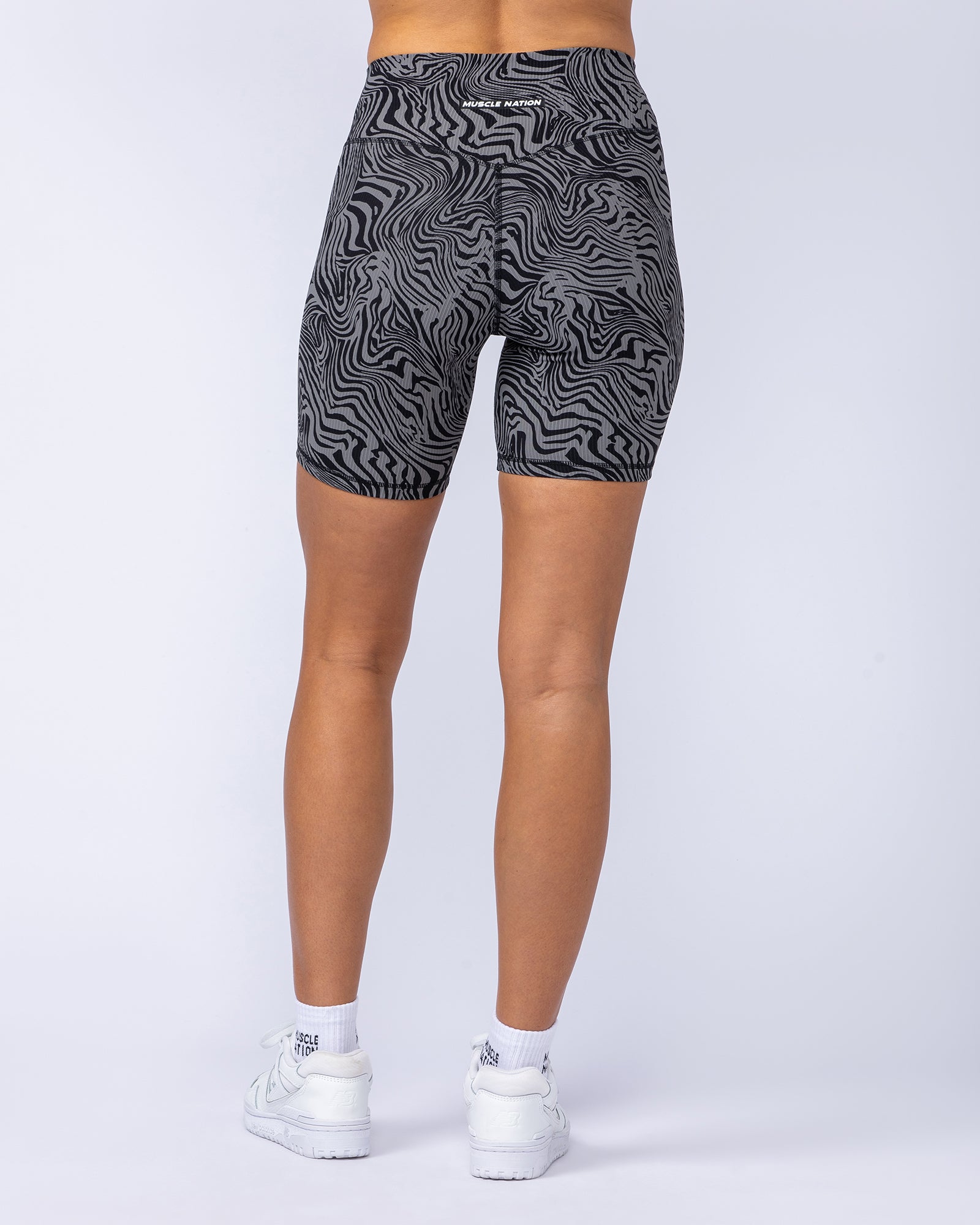 Zero Rise Rib Bike Shorts - Black Zebra-Shorts-XXS-112420BLKZEB-XXS-MNAPPRL33235-6-Muscle Nation