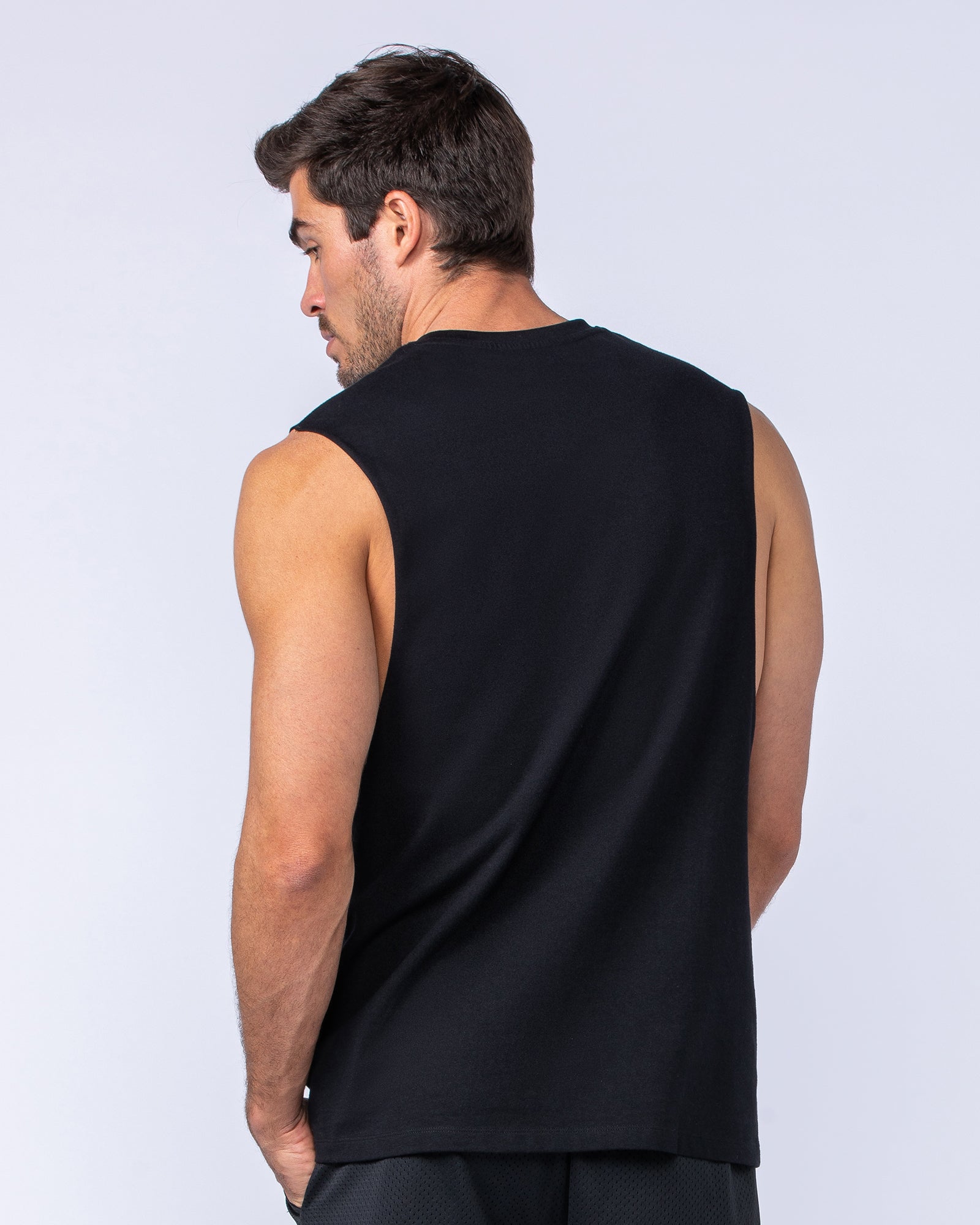 Drop Arm Tank - Black-Singlets & Tanks-S-112481BLK-S-MNAPPRL34912-4-Muscle Nation