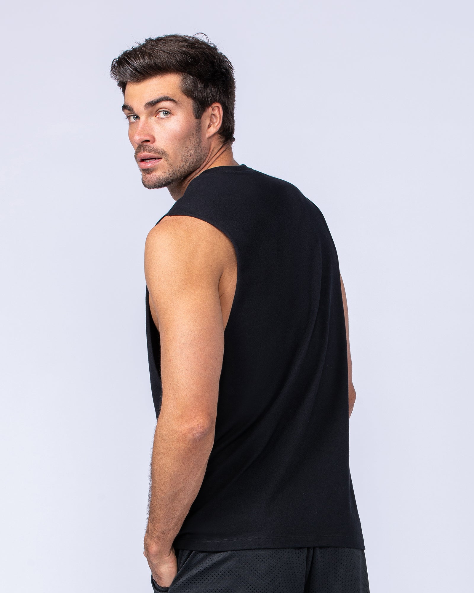 Drop Arm Tank - Black-Singlets & Tanks-S-112481BLK-S-MNAPPRL34912-3-Muscle Nation