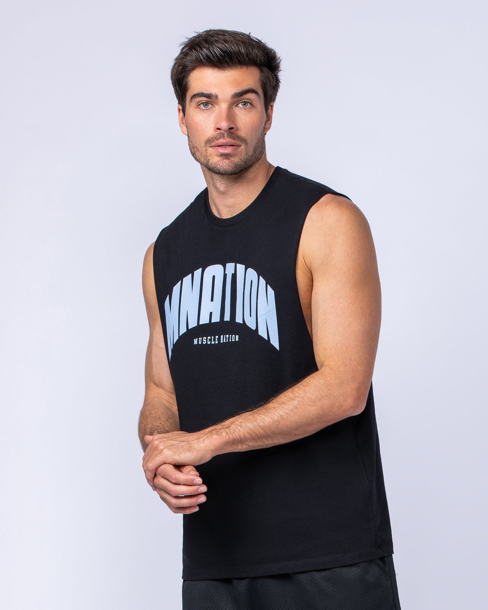 Drop Arm Tank - Black-Singlets & Tanks-S-112481BLK-S-MNAPPRL34912-5-Muscle Nation