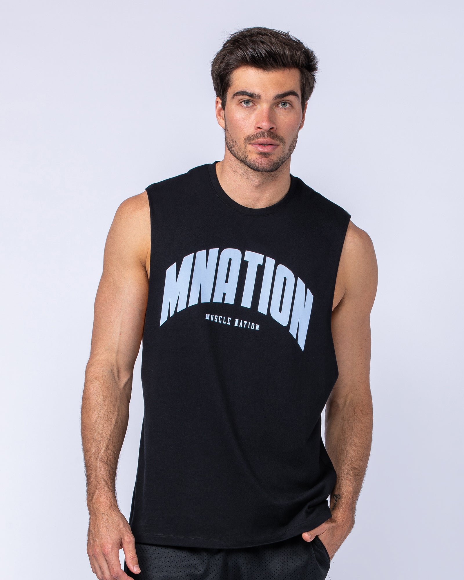 Drop Arm Tank - Black-Singlets & Tanks-S-112481BLK-S-MNAPPRL34912-2-Muscle Nation