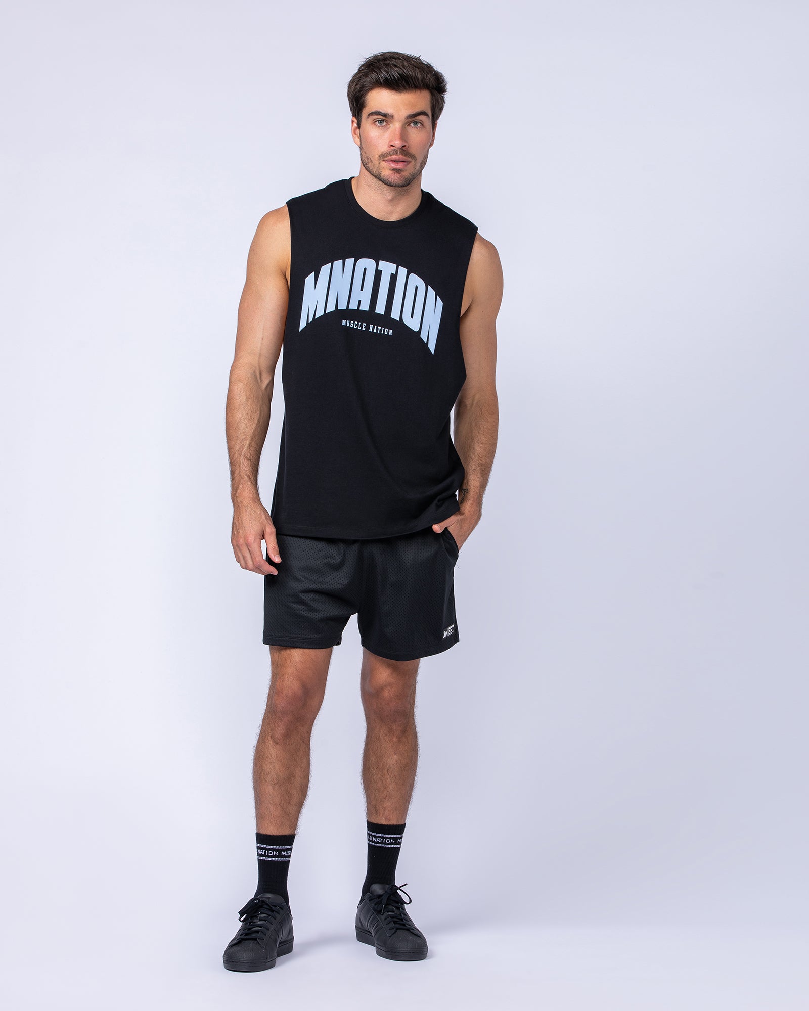 Drop Arm Tank - Black-Singlets & Tanks-S-112481BLK-S-MNAPPRL34912-6-Muscle Nation