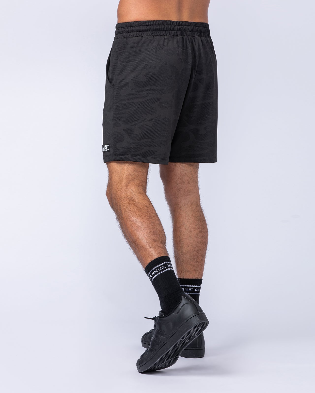 Tech Camo Lay Up 5" Shorts Black Camo - Muscle Nation men's gym shorts, view 4