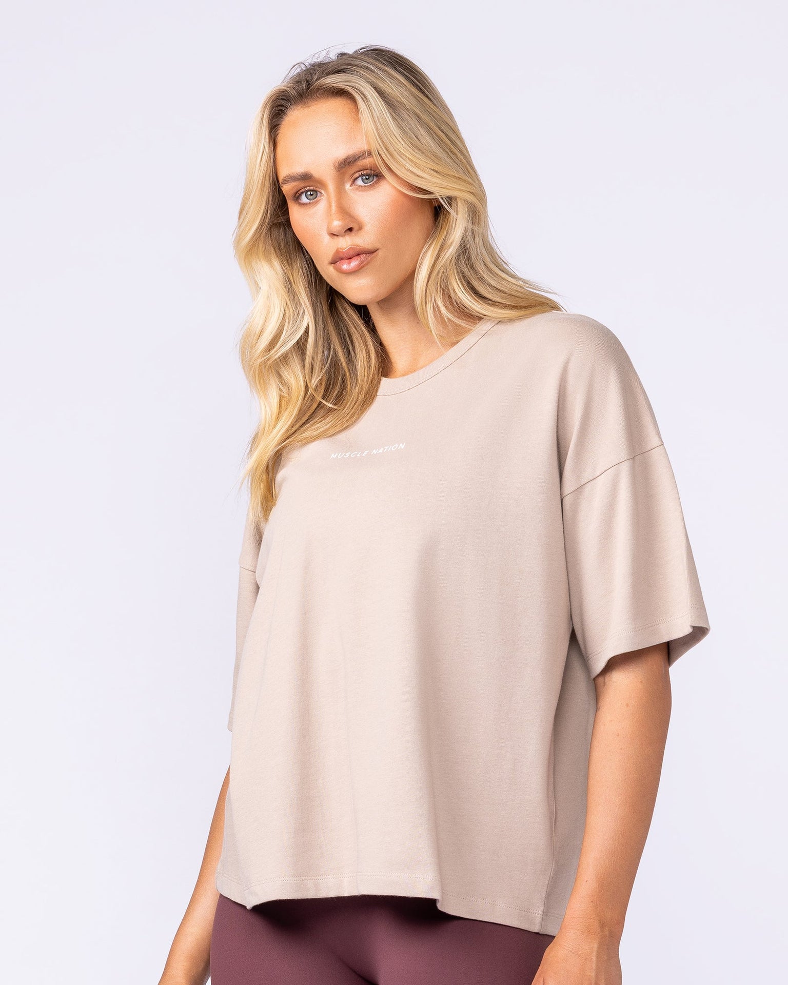 Boxy Fit Tee - Sandstorm-T-Shirts-XXS-112538SDSTM-XXS-MNAPPRL45635-3-Muscle Nation