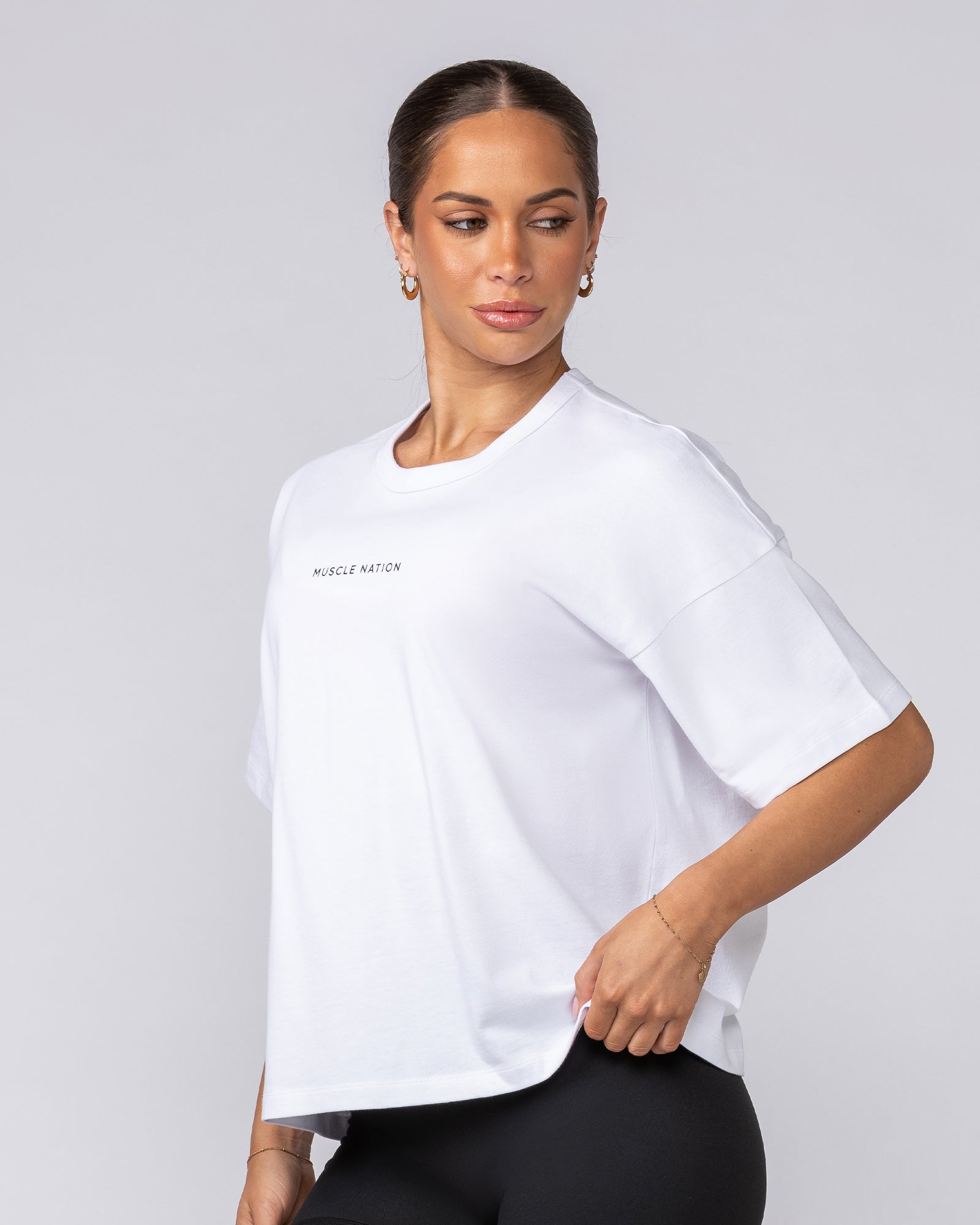 Boxy Fit Tee - White-T-Shirts-XXS-1124115WHT-XXS-MNAPPRL34432-2-Muscle Nation