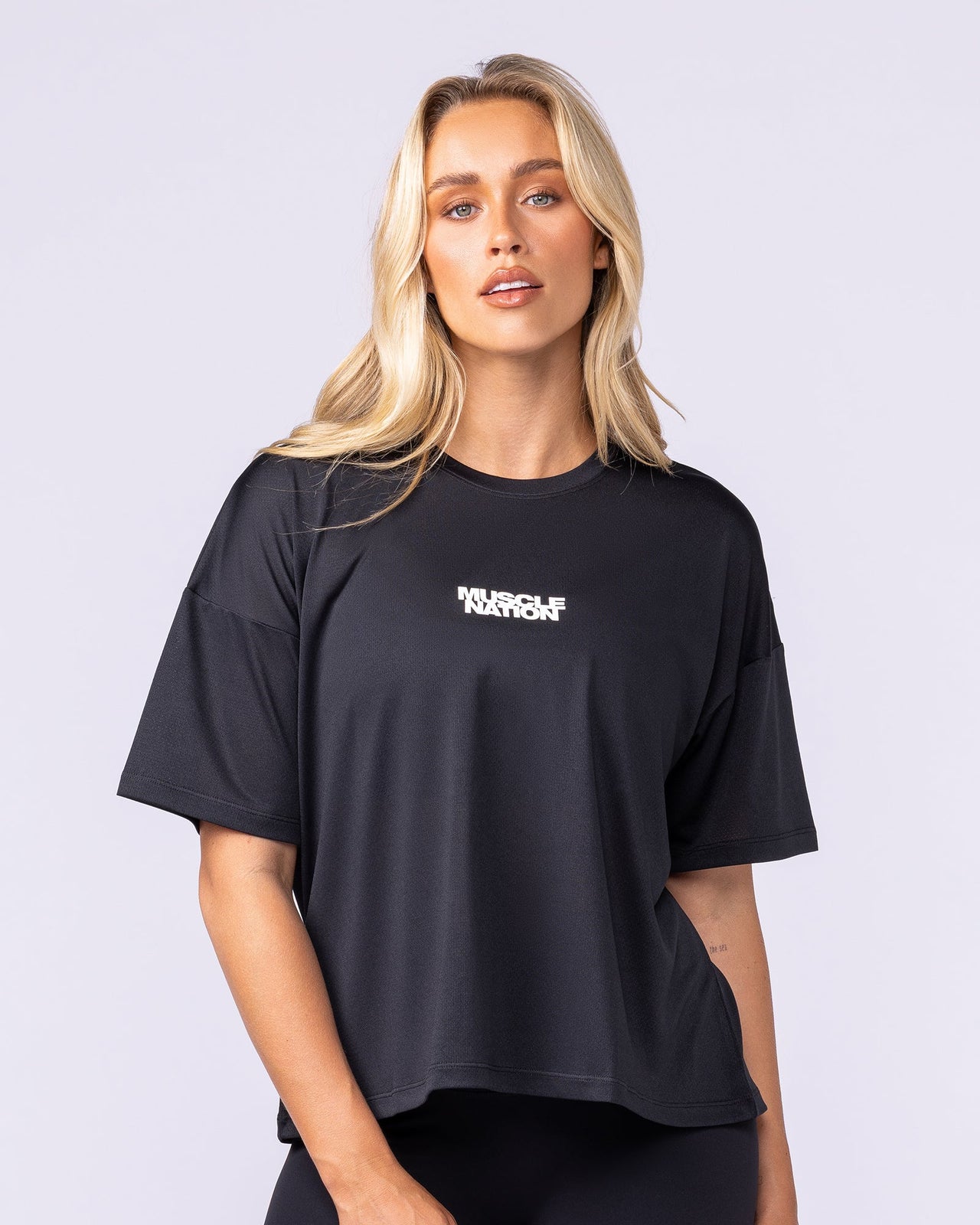 Boxy Training Tee - Black-T-Shirts-XXS-1125133BLK-XXS-MNAPPRL45120-3-Muscle Nation