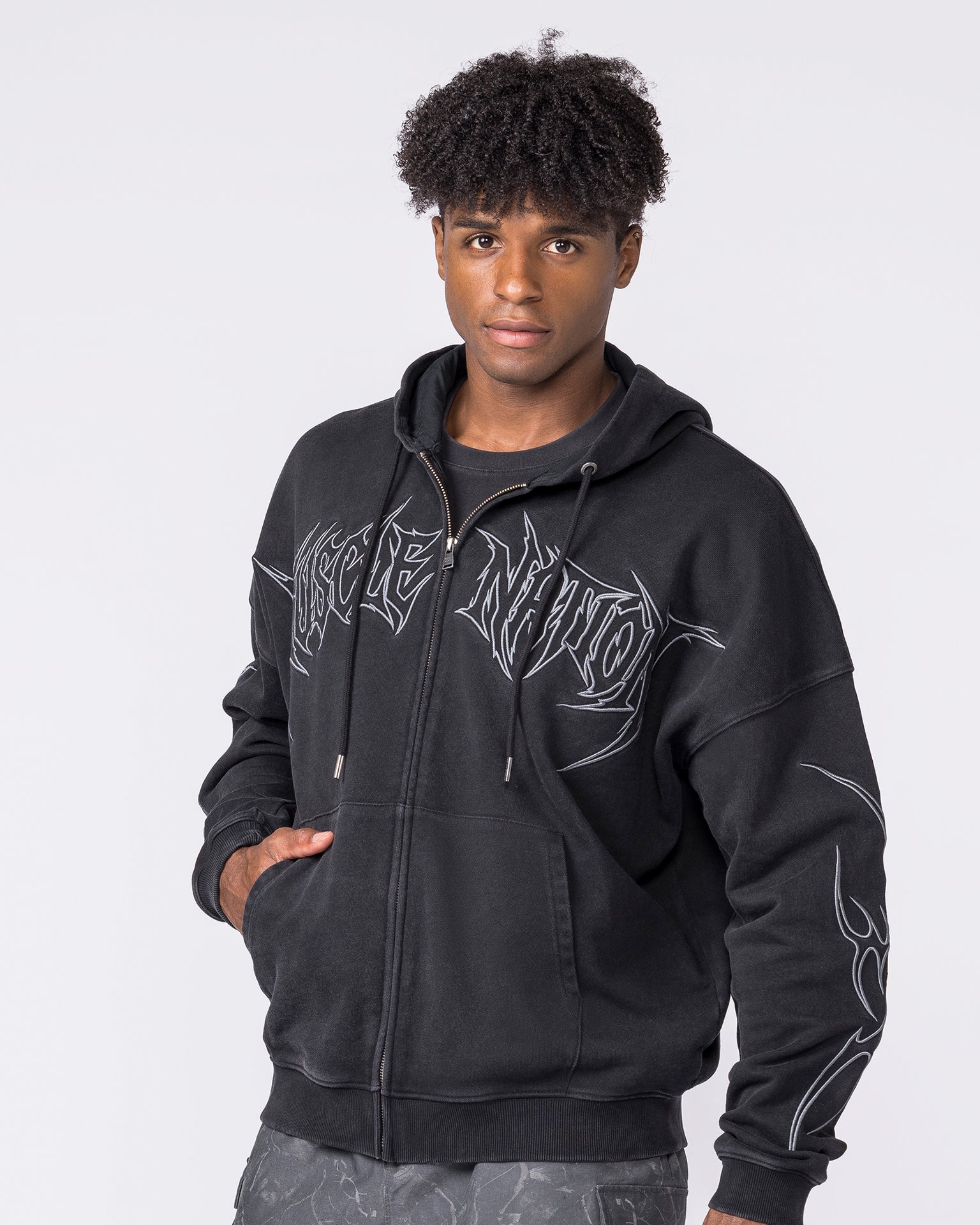 Breakout Vintage Zip Hoodie - Washed Black-Jumpers & Hoodies-XS-032641WSHBLK-XS-MNAPPRL49677-4-Muscle Nation