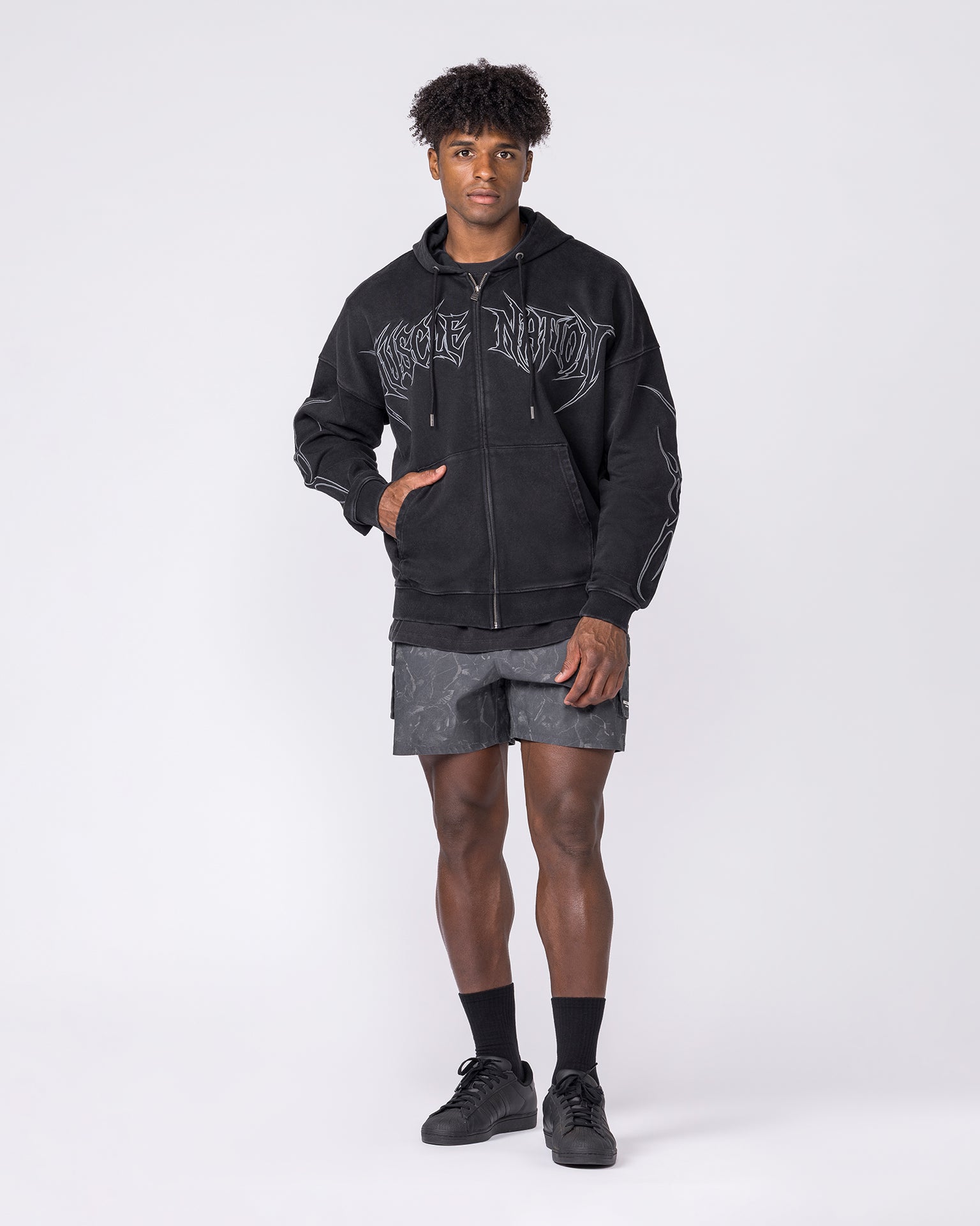 Breakout Vintage Zip Hoodie - Washed Black-Jumpers & Hoodies-XS-032641WSHBLK-XS-MNAPPRL49677-8-Muscle Nation