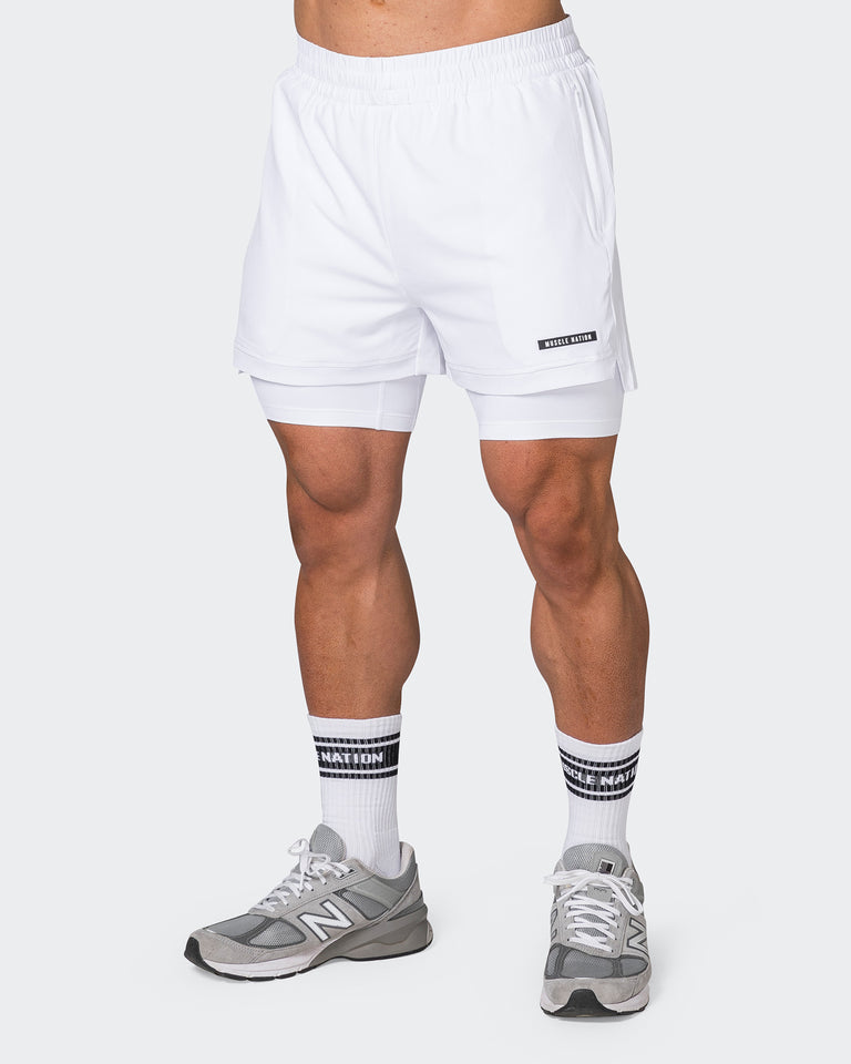 Vigour Training Shorts - White-Shorts-S-042337WHT-S-MNAPPRL24028-3-Muscle Nation