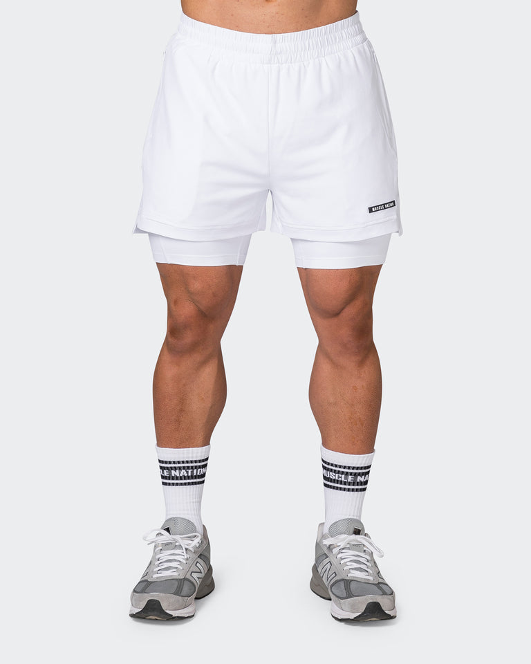 Vigour Training Shorts - White-Shorts-S-042337WHT-S-MNAPPRL24028-2-Muscle Nation