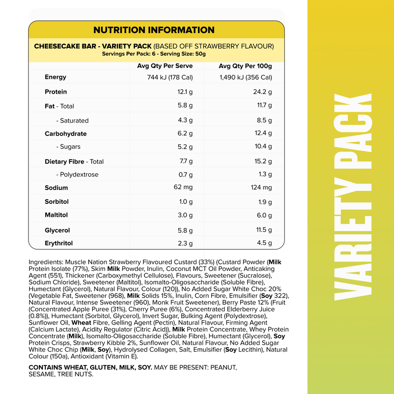 CHEESECAKE Protein Bar - CHEESECAKE Variety Pack - 6 Bars-Protein Bars-MNSUPPS0345-9359054001718-2-Muscle Nation